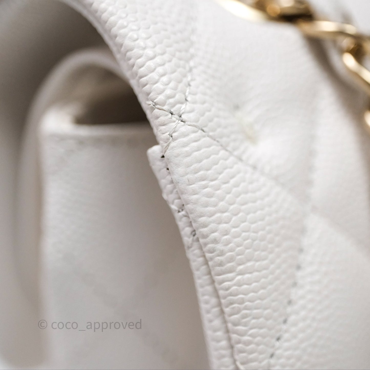 Chanel Small Classic Quilted Flap White Caviar Gold Hardware
