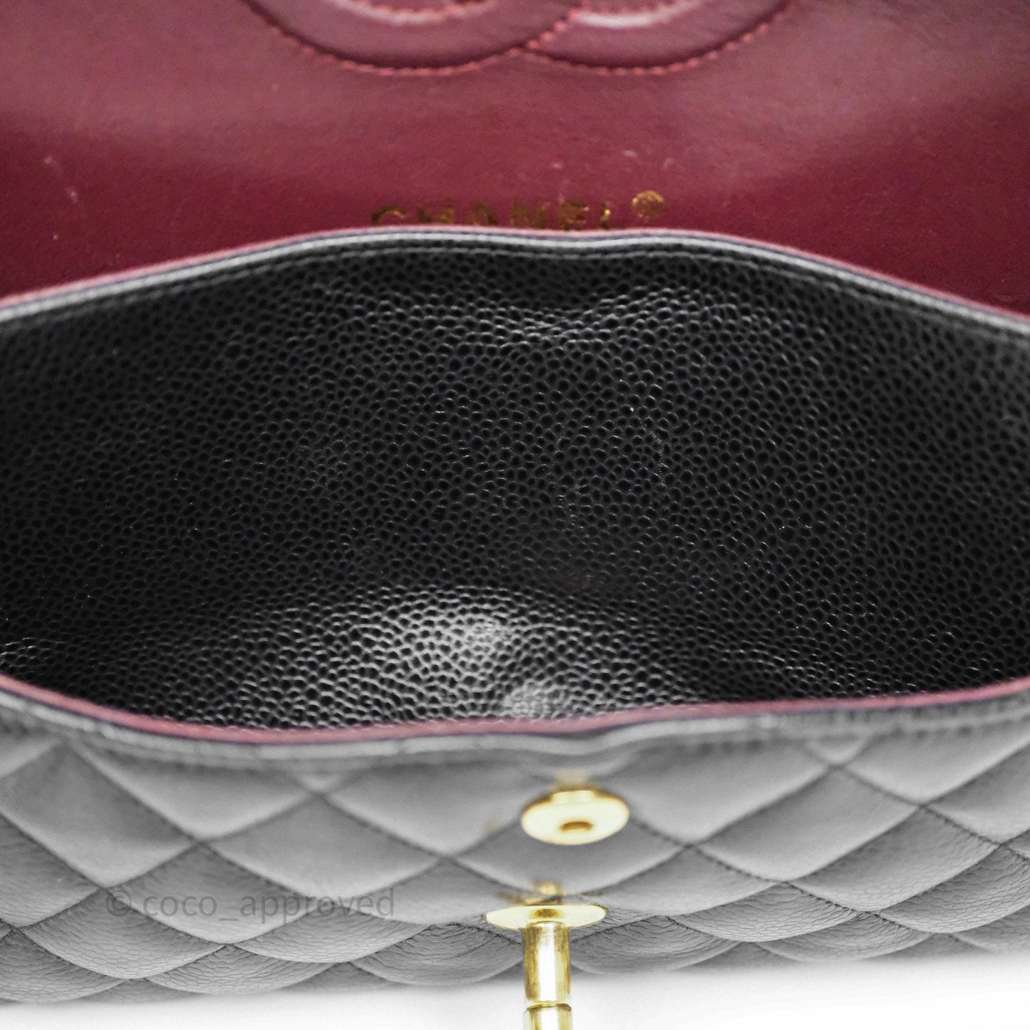 Chanel Classic M/L Medium Flap Quilted Black Caviar Gold Hardware