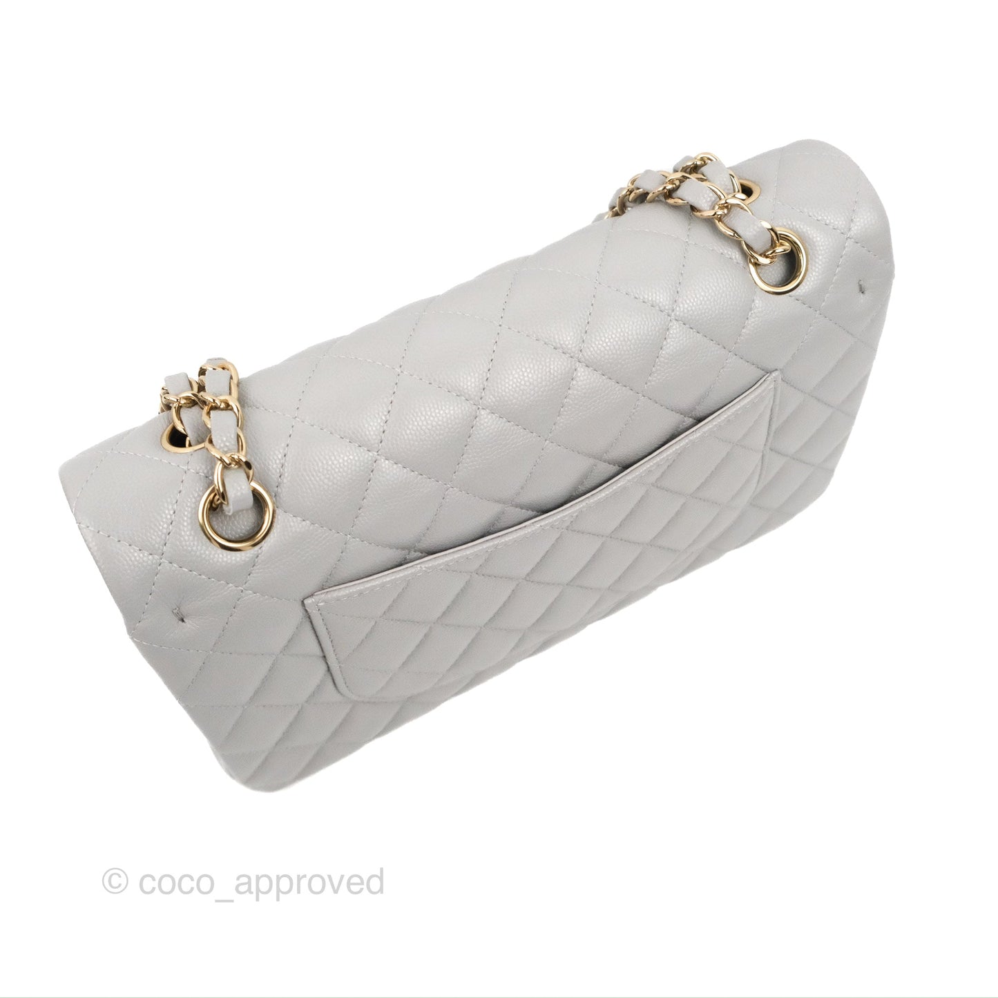 Chanel Classic M/L Medium Double Flap Grey Caviar Gold Hardware