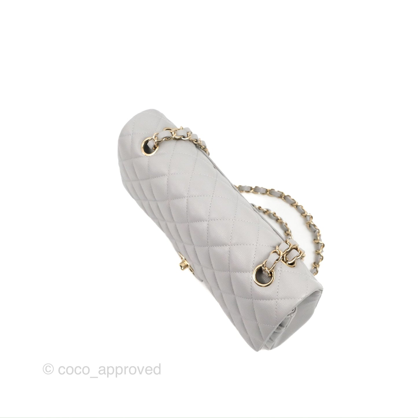 Chanel Classic M/L Medium Double Flap Grey Caviar Gold Hardware