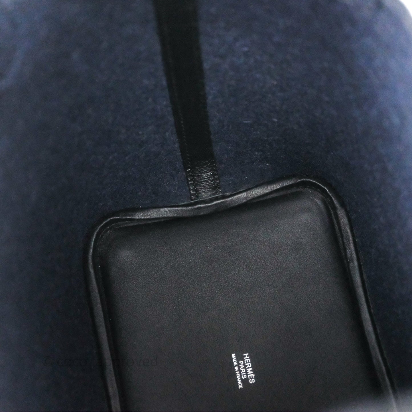 Hermès Picotin 18 Bleu Nuit 2Z / Swift Noir 89 Wool Feutre Swift Palladium Hardware