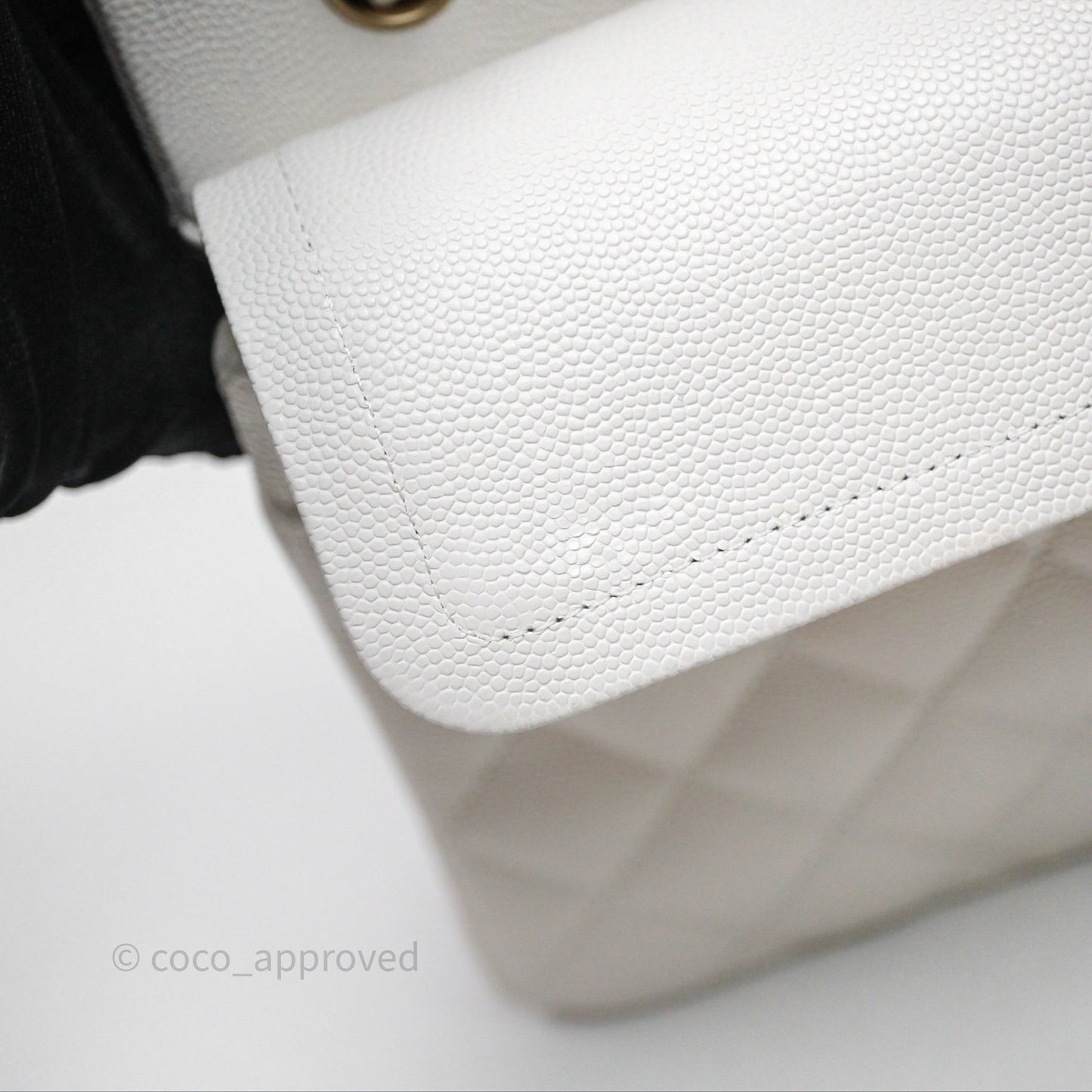 Chanel Small Classic Quilted Flap White Caviar Gold Hardware