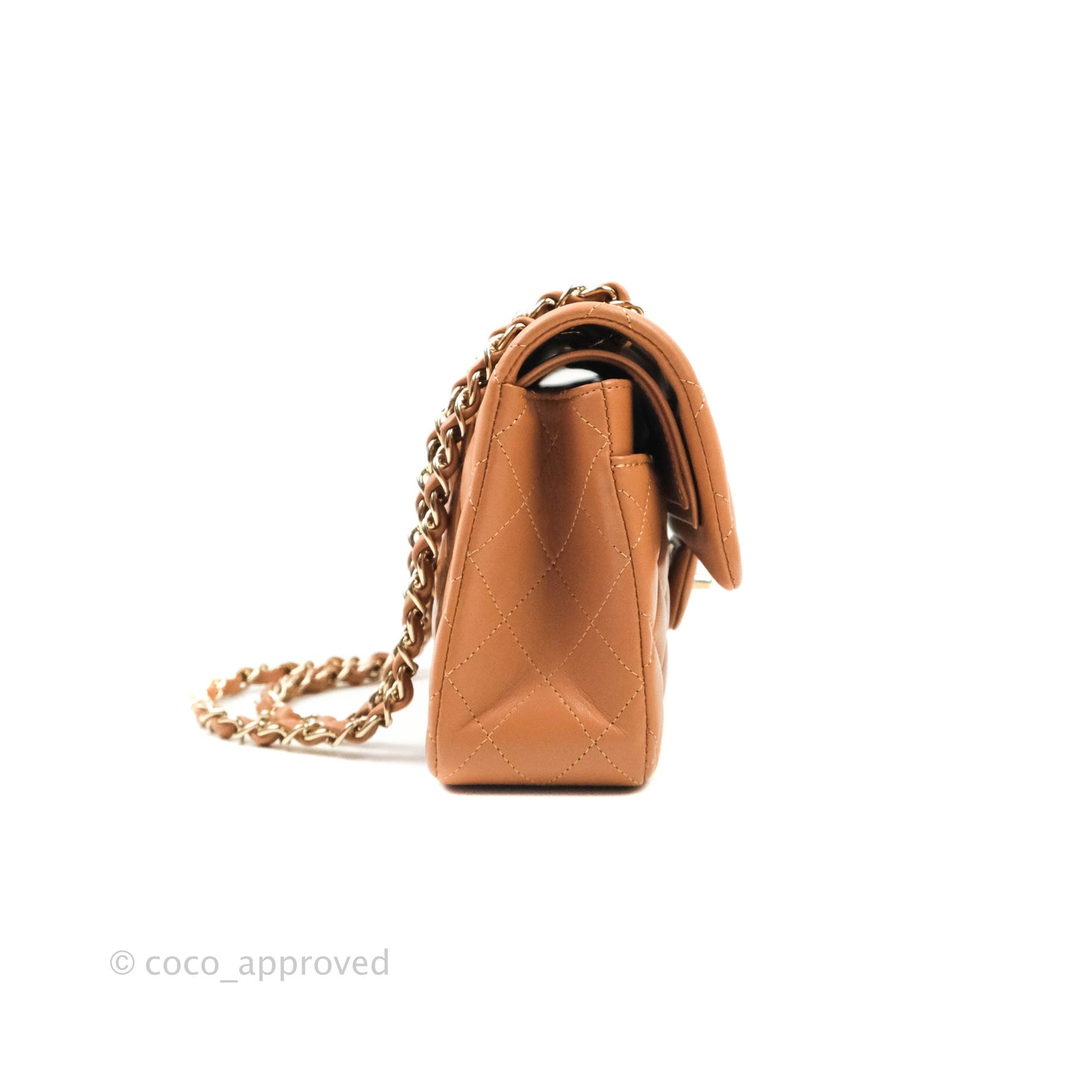 Chanel Classic Small S/M Flap Dark Beige Lambskin Gold Hardware