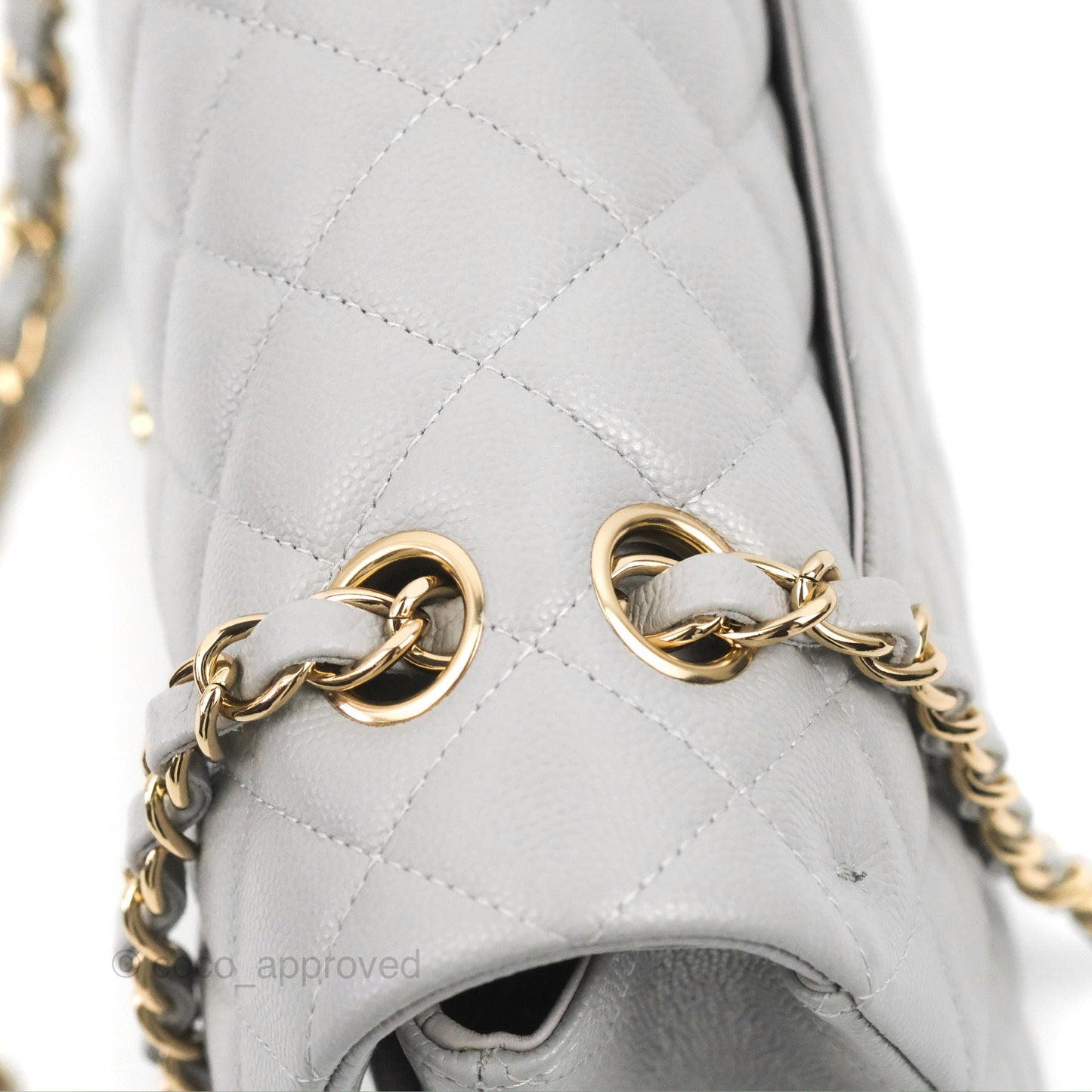 Chanel Classic M/L Medium Double Flap Grey Caviar Gold Hardware