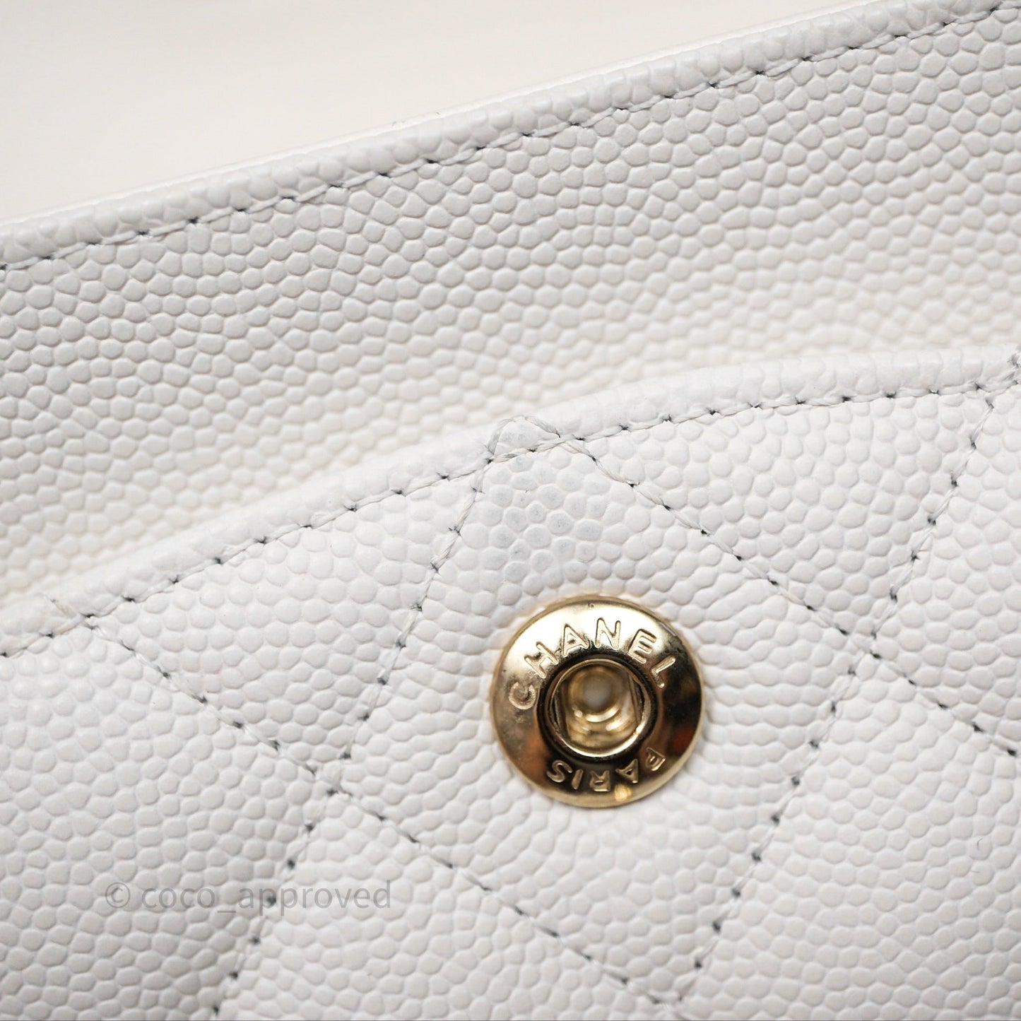 Chanel Small Classic Quilted Flap White Caviar Gold Hardware