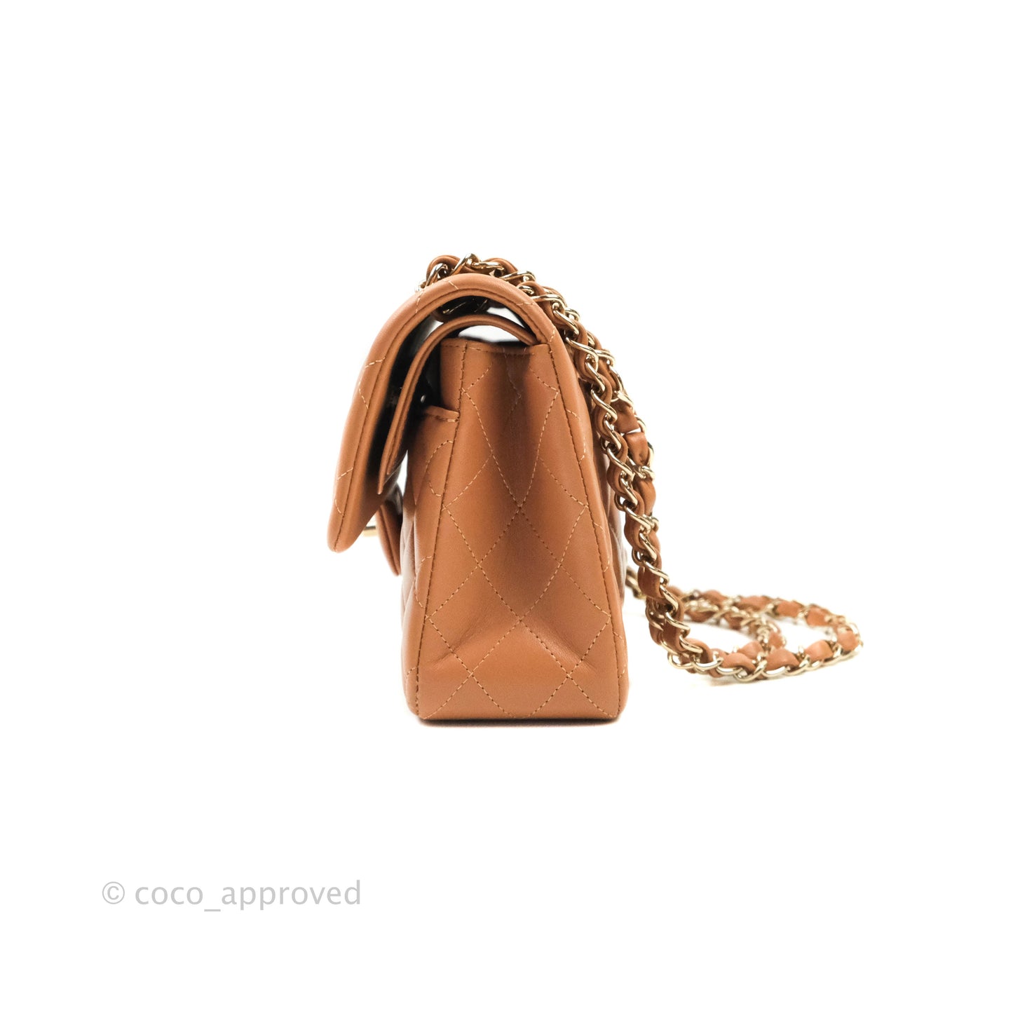 Chanel Classic Small S/M Flap Dark Beige Lambskin Gold Hardware