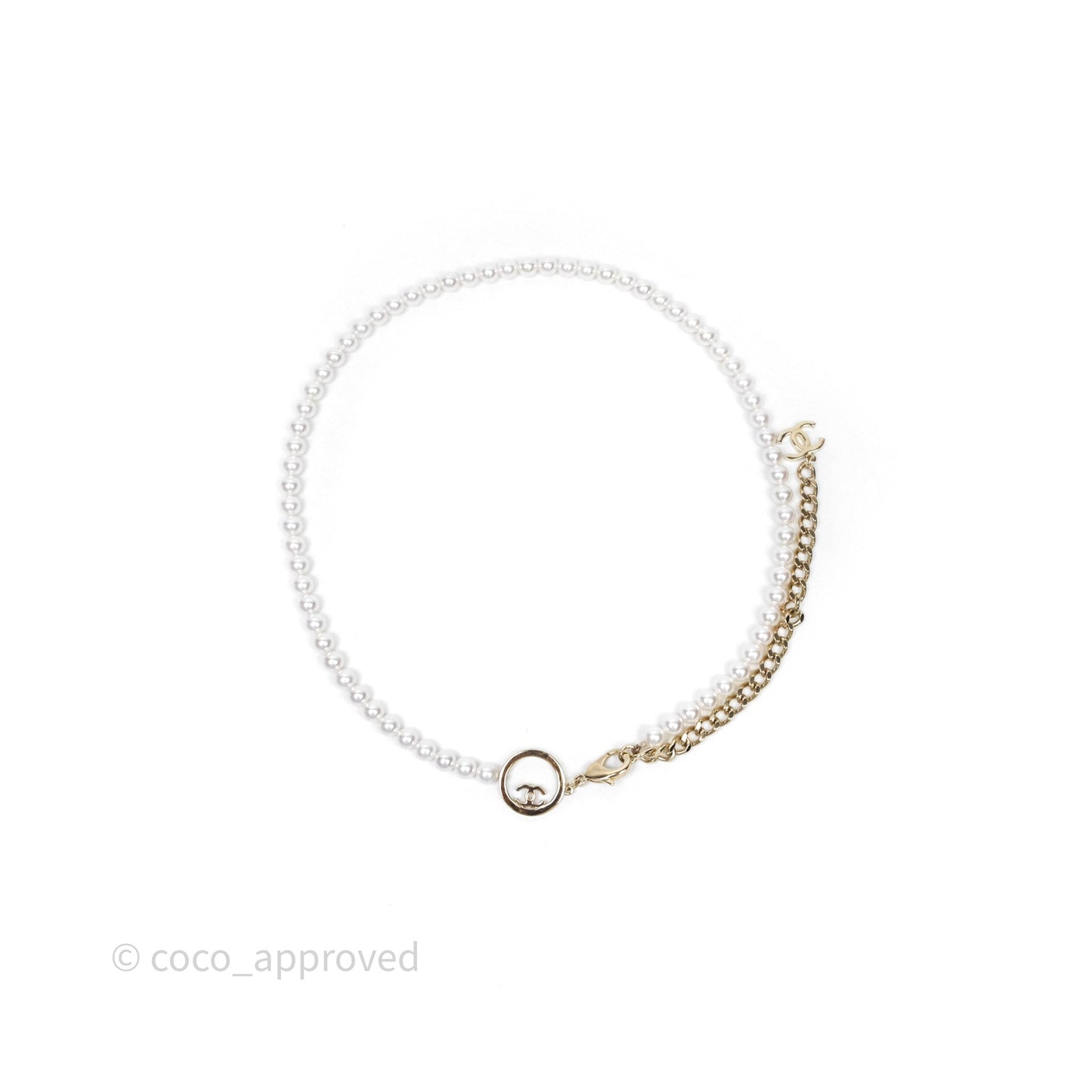 Chanel CC Pearl Belt Gold Tone 24C
