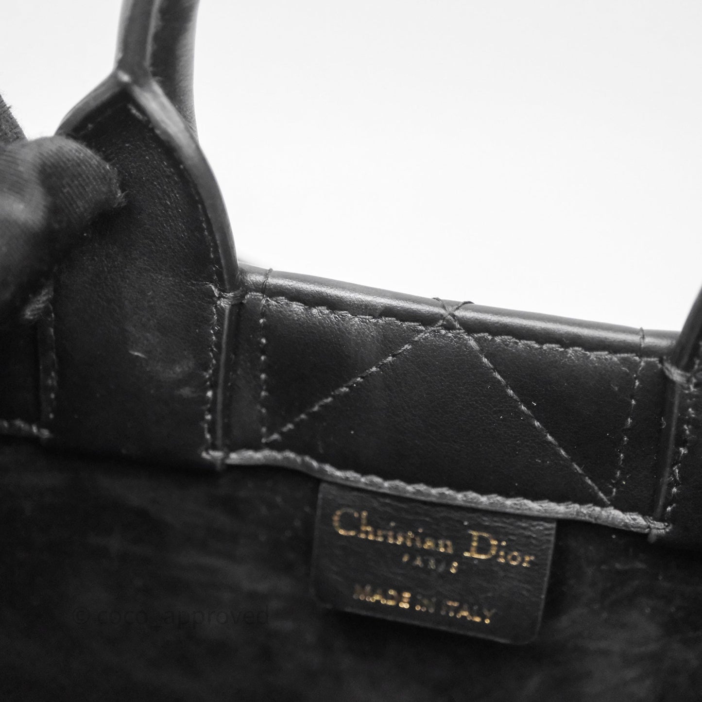 Christian Dior Mini Dior Book Tote Black Macrocannage Calfskin Gold Hardware