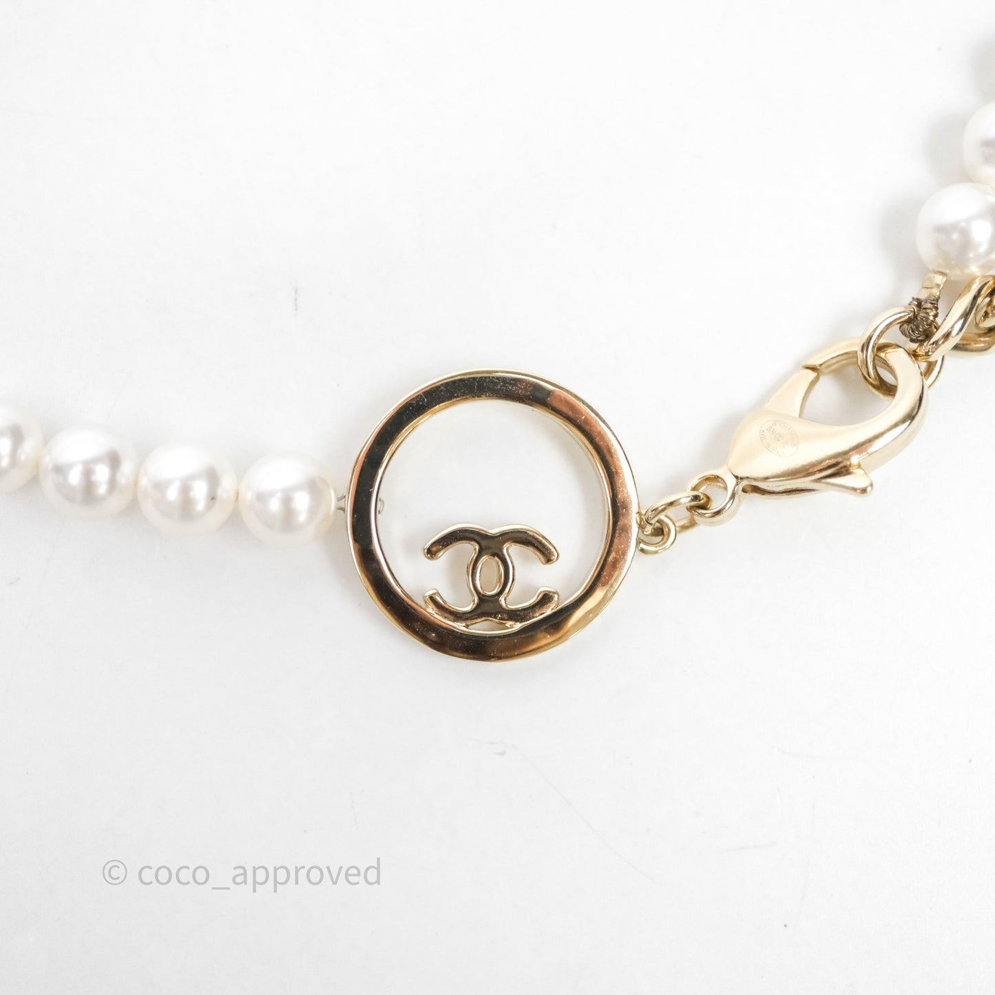 Chanel CC Pearl Belt Gold Tone 24C