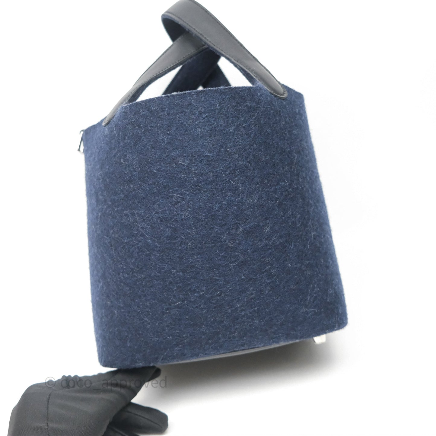 Hermès Picotin 18 Bleu Nuit 2Z / Swift Noir 89 Wool Feutre Swift Palladium Hardware