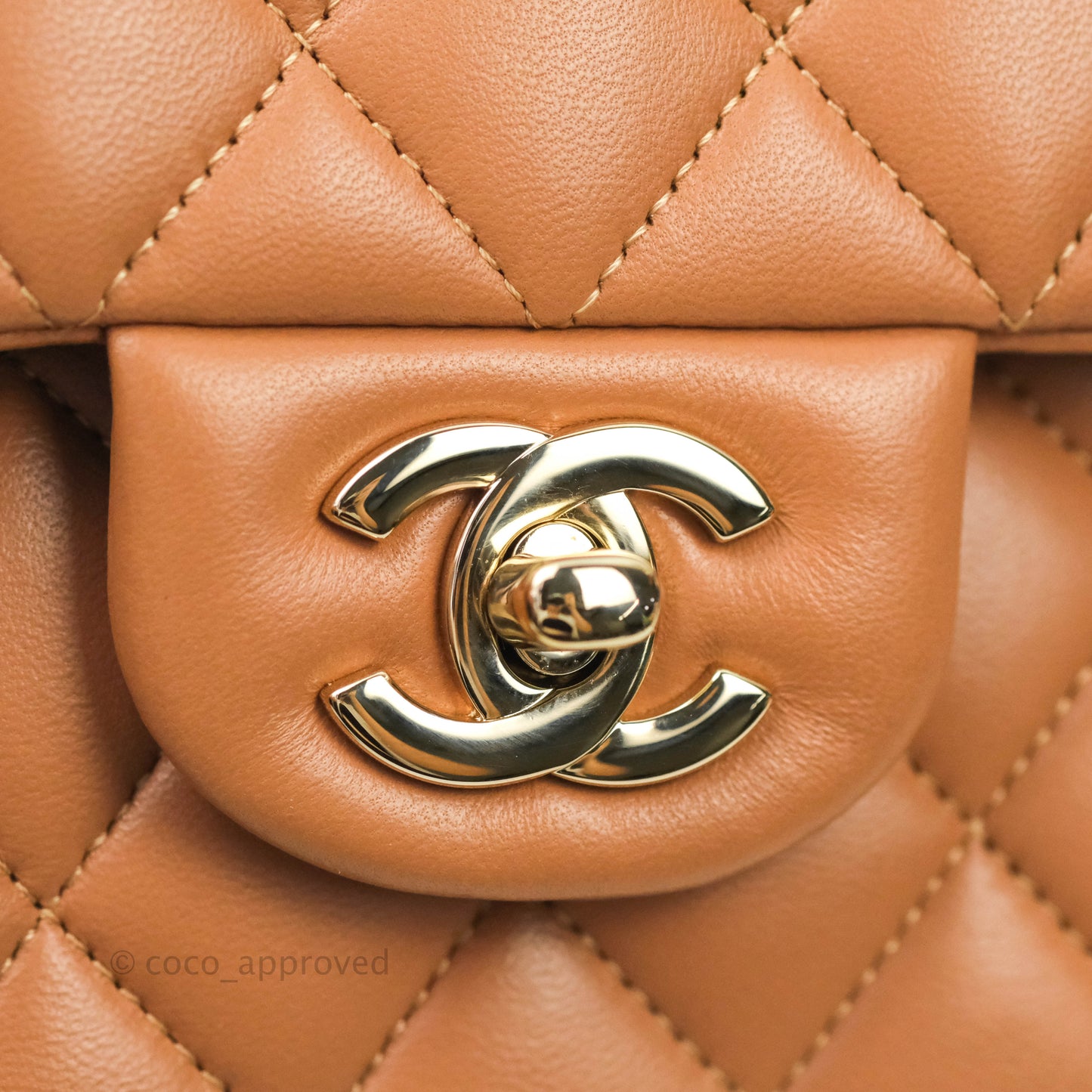 Chanel Classic Small S/M Flap Dark Beige Lambskin Gold Hardware
