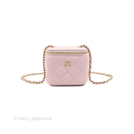 Chanel Mini Vanity With Chain Pink Caviar Gold Hardware