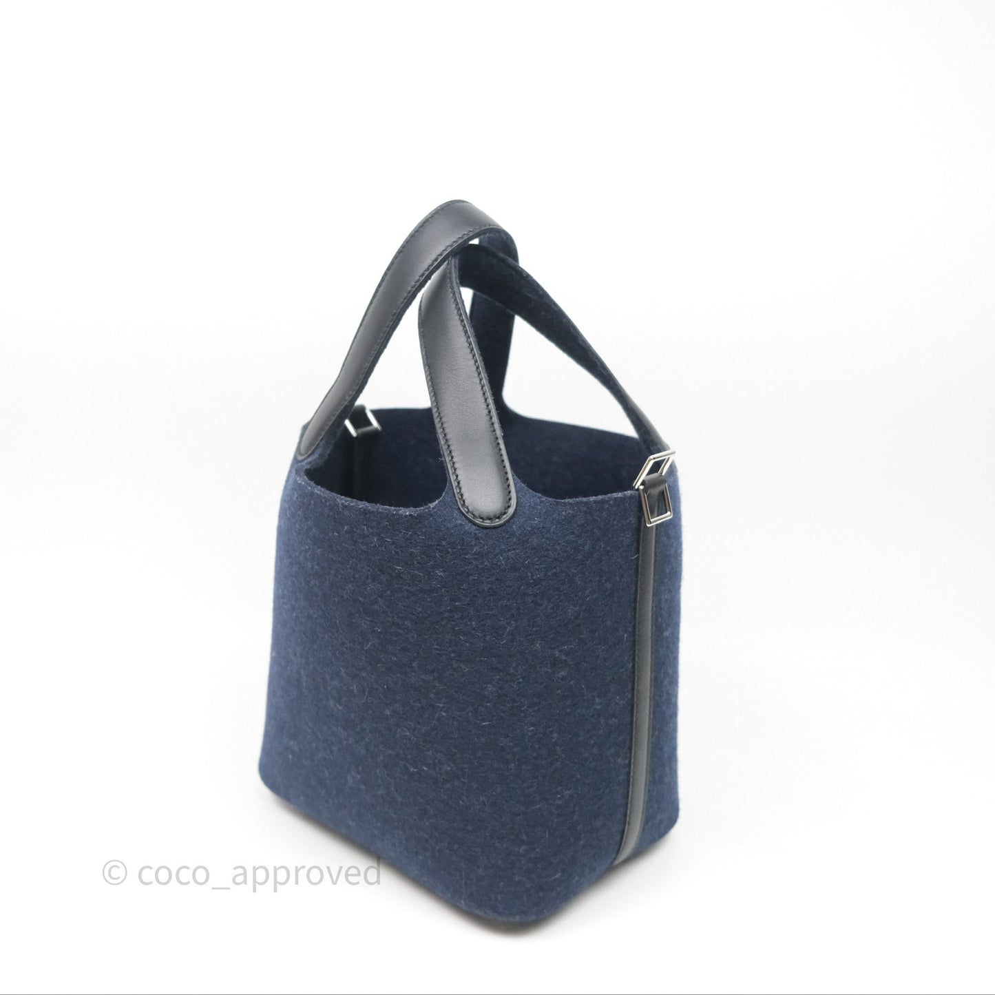 Hermès Picotin 18 Bleu Nuit 2Z / Swift Noir 89 Wool Feutre Swift Palladium Hardware