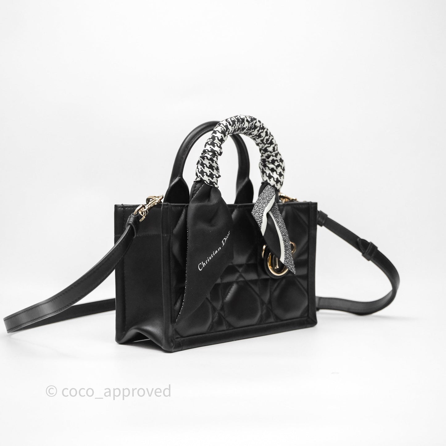 Christian Dior Mini Dior Book Tote Black Macrocannage Calfskin Gold Hardware