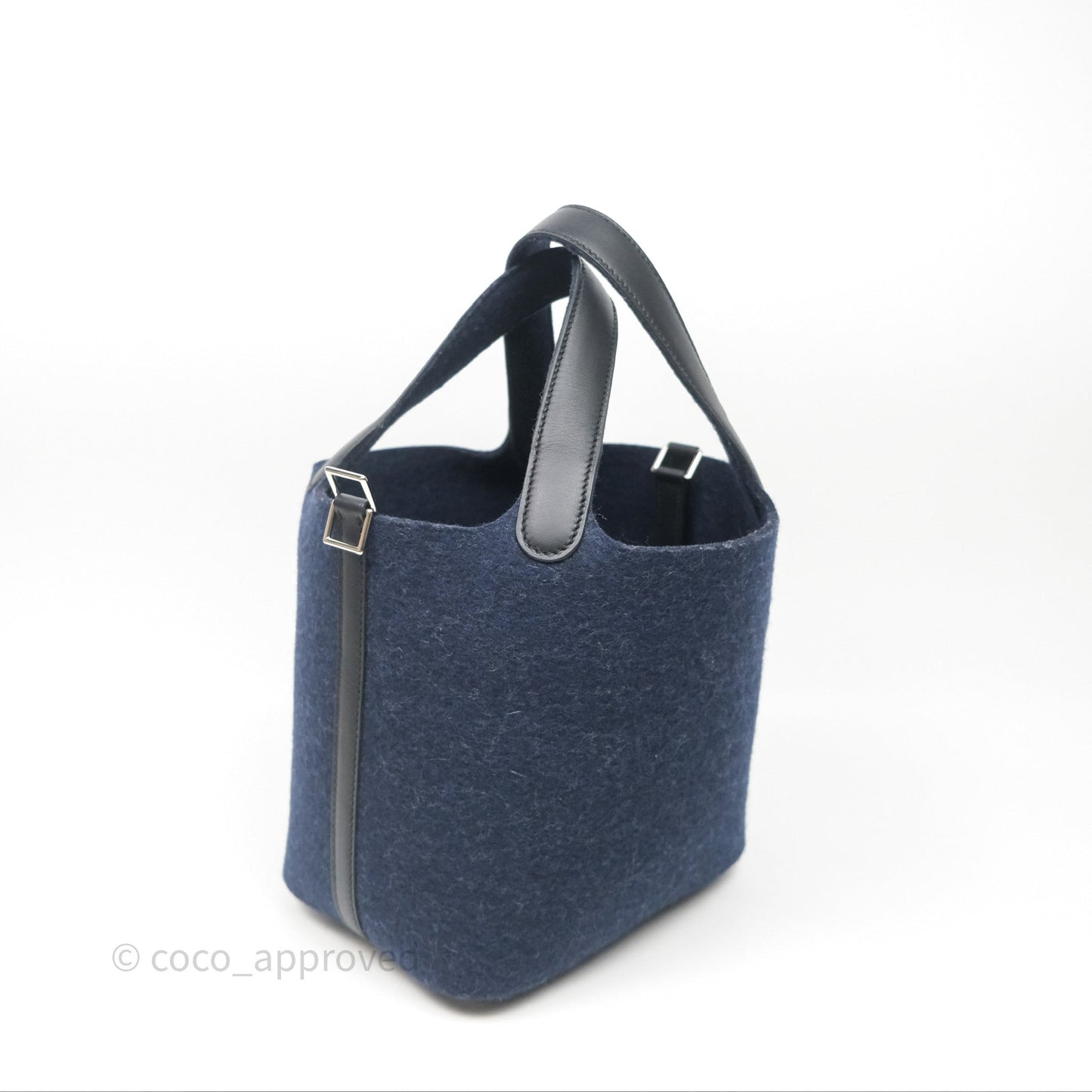 Hermès Picotin 18 Bleu Nuit 2Z / Swift Noir 89 Wool Feutre Swift Palladium Hardware