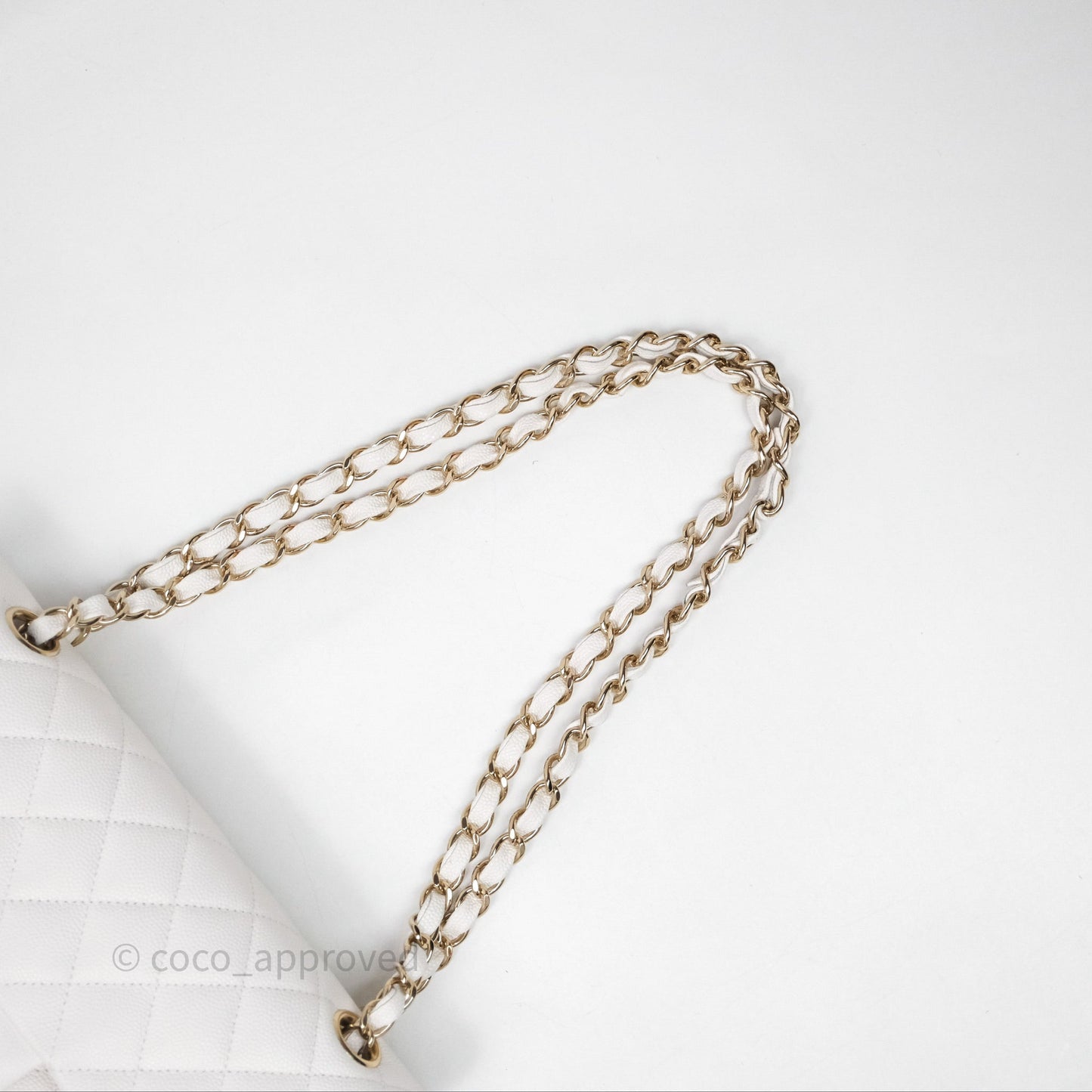 Chanel Small Classic Quilted Flap White Caviar Gold Hardware