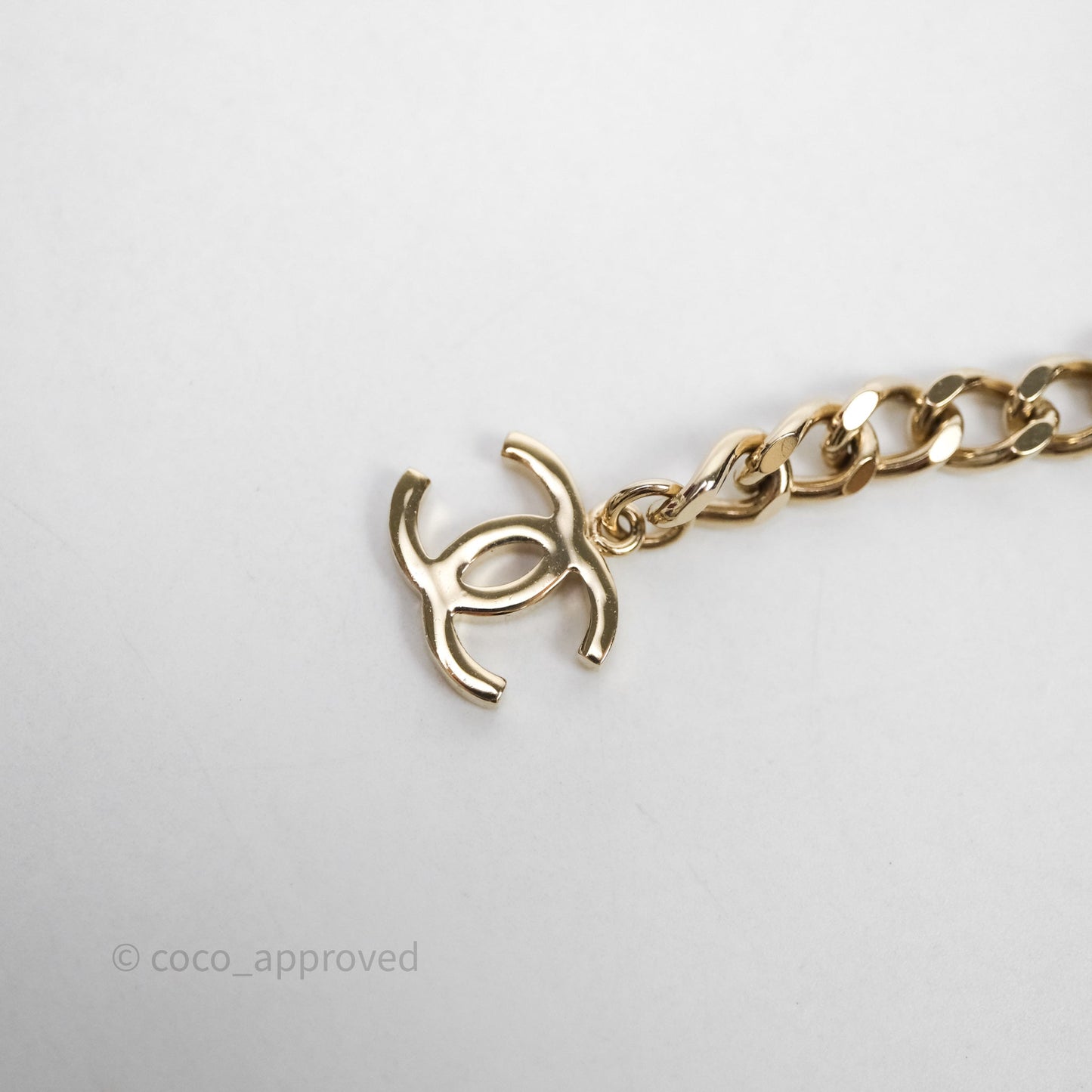 Chanel CC Pearl Belt Gold Tone 24C