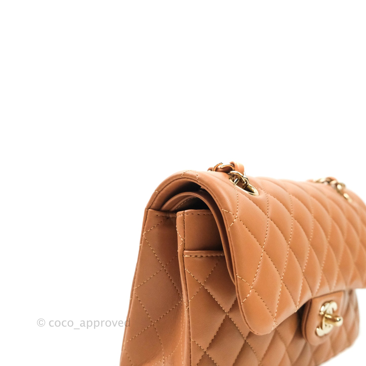Chanel Classic Small S/M Flap Dark Beige Lambskin Gold Hardware