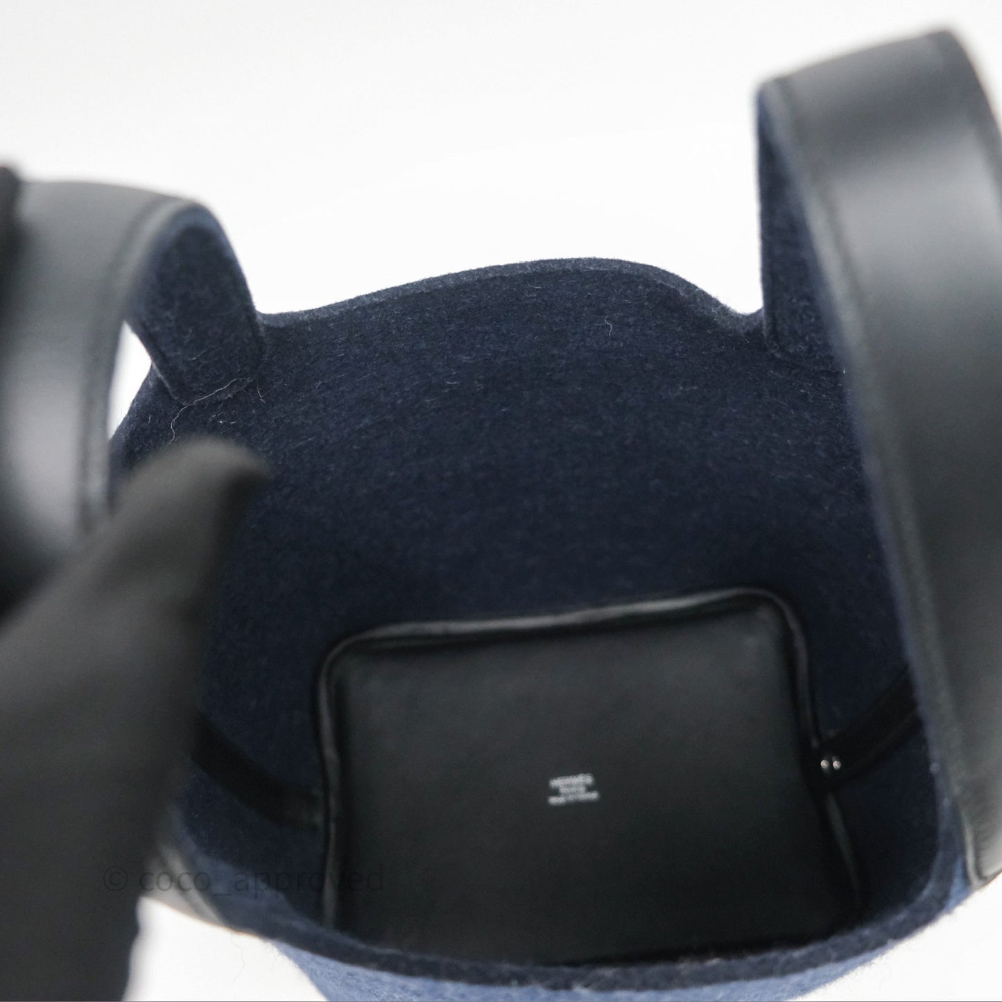 Hermès Picotin 18 Bleu Nuit 2Z / Swift Noir 89 Wool Feutre Swift Palladium Hardware