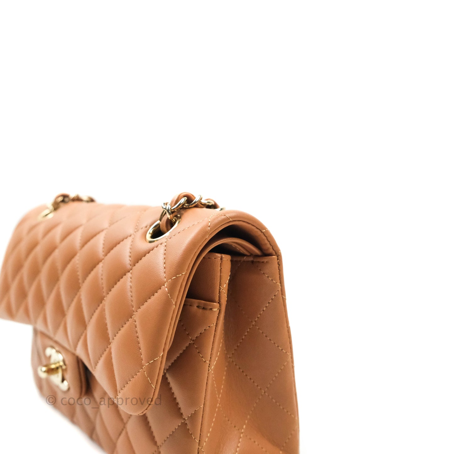 Chanel Classic Small S/M Flap Dark Beige Lambskin Gold Hardware