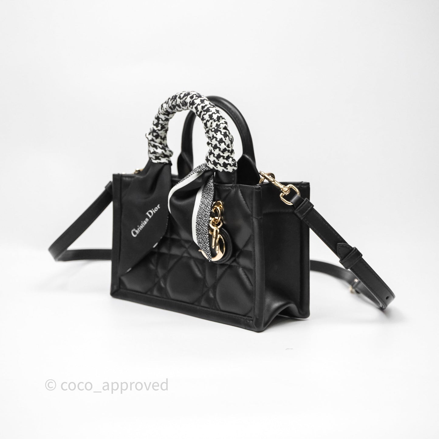 Christian Dior Mini Dior Book Tote Black Macrocannage Calfskin Gold Hardware