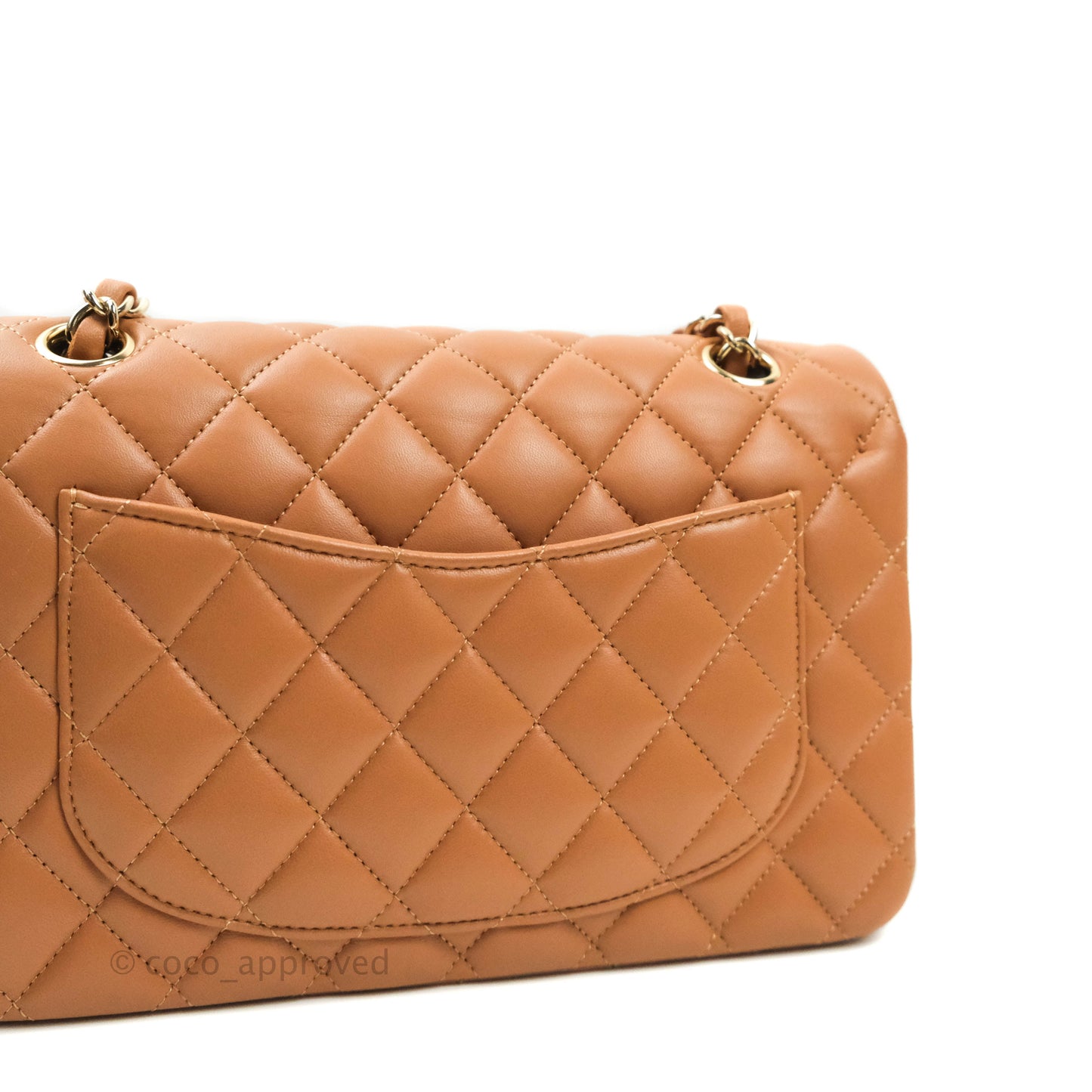 Chanel Classic Small S/M Flap Dark Beige Lambskin Gold Hardware