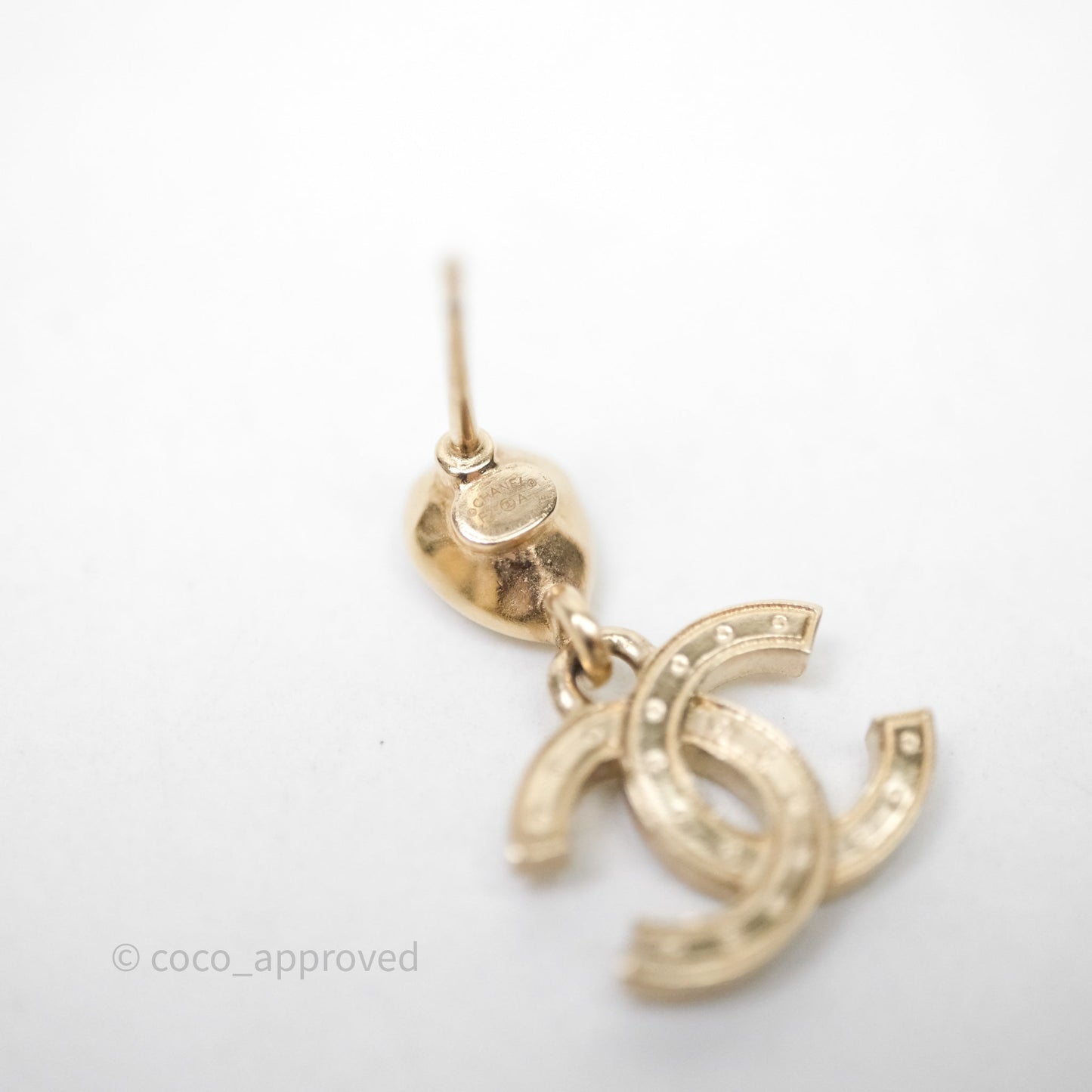 Chanel CC Crystals Drop Earrings Gold Tone 25A