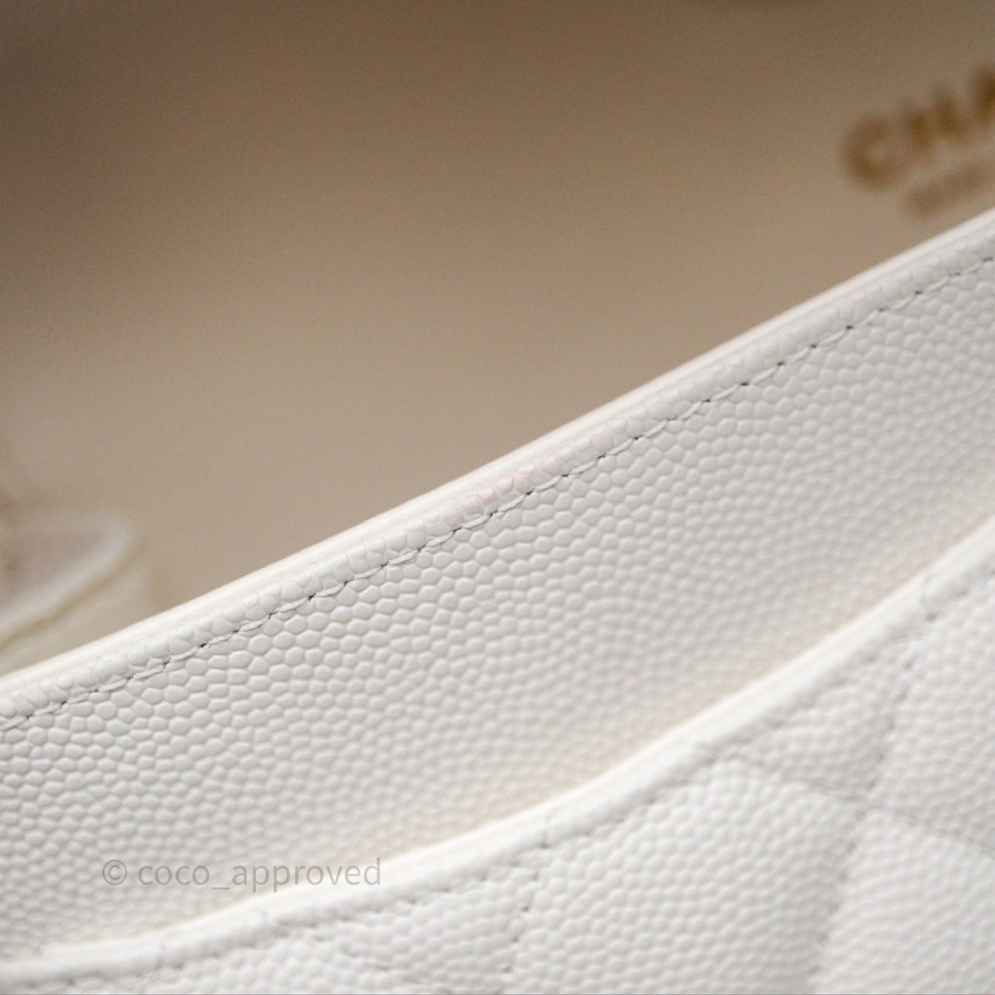 Chanel Small Classic Quilted Flap White Caviar Gold Hardware