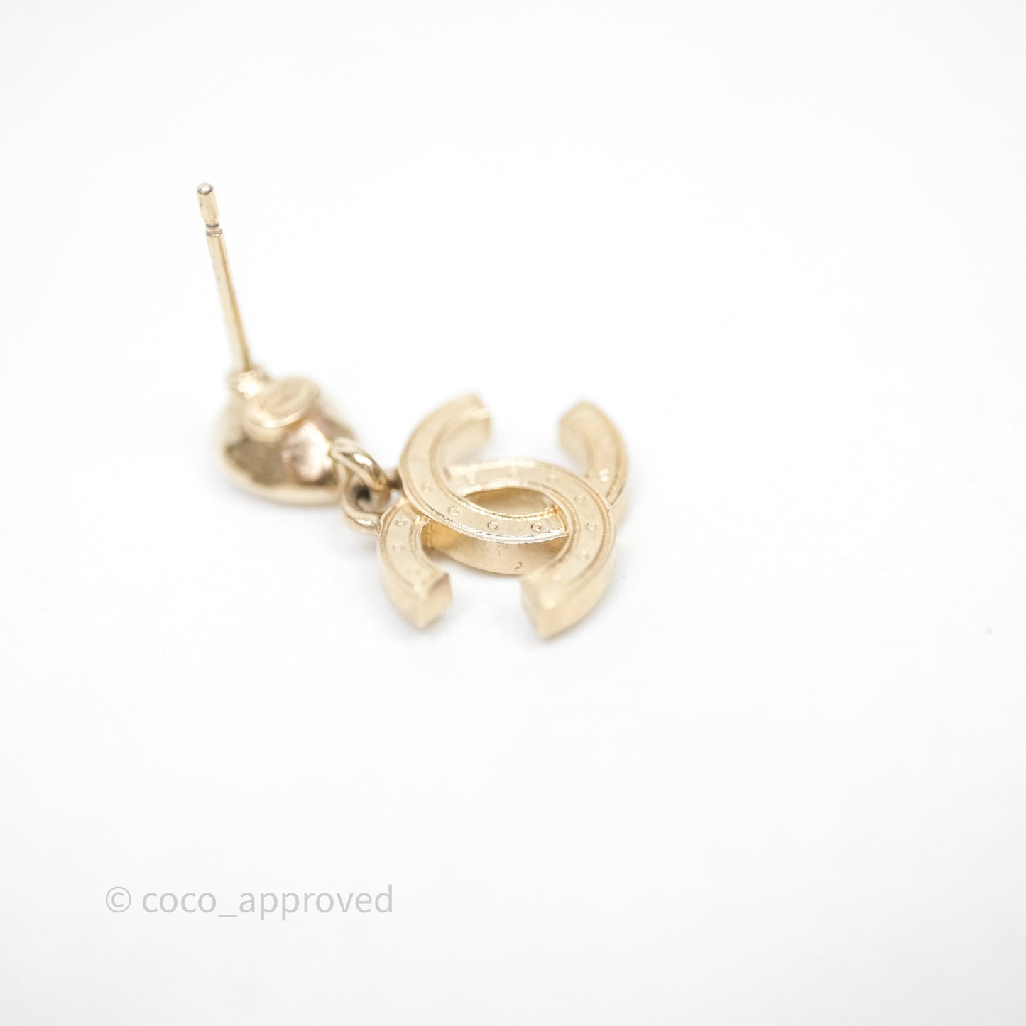 Chanel CC Crystals Drop Earrings Gold Tone 25A