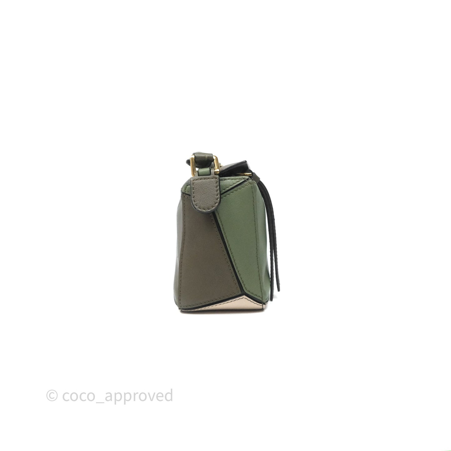 Loewe Mini Puzzle Bag Green Calfskin Gold Hardware