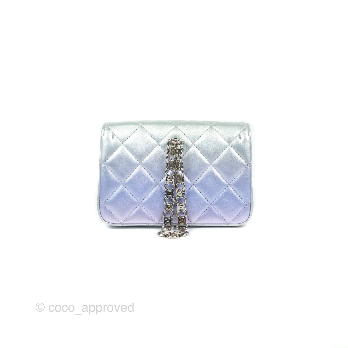 Chanel Wristlet Clutch Iridescent Rainbow Calfskin Leather 21K