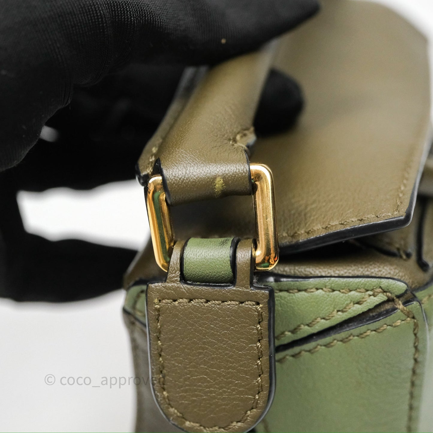 Loewe Mini Puzzle Bag Green Calfskin Gold Hardware