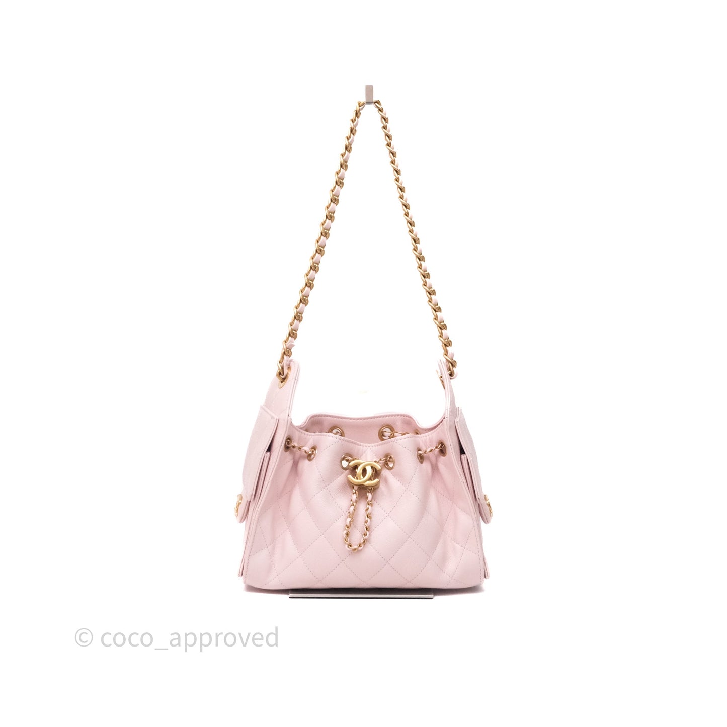 Chanel 25 Mini Pink Caviar Aged Gold Hardware