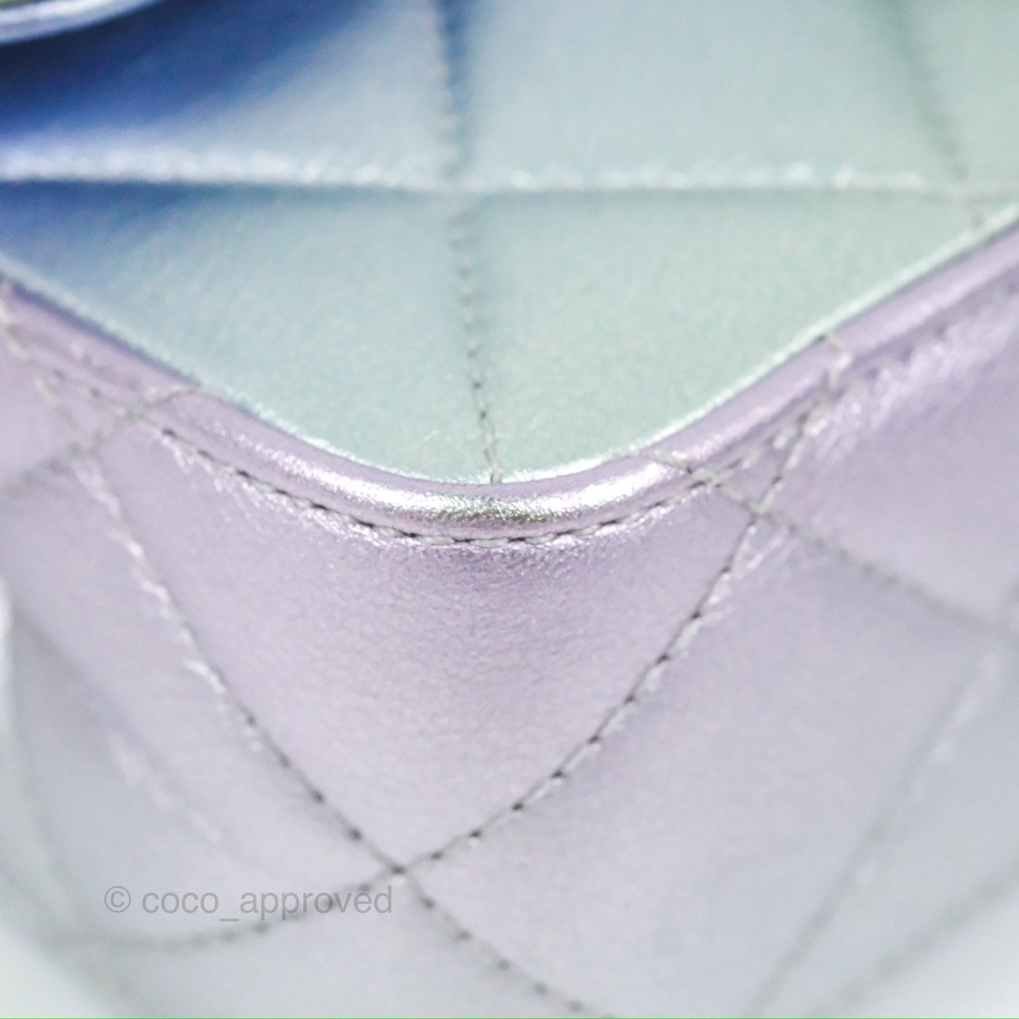 Chanel Wristlet Clutch Iridescent Rainbow Calfskin Leather 21K