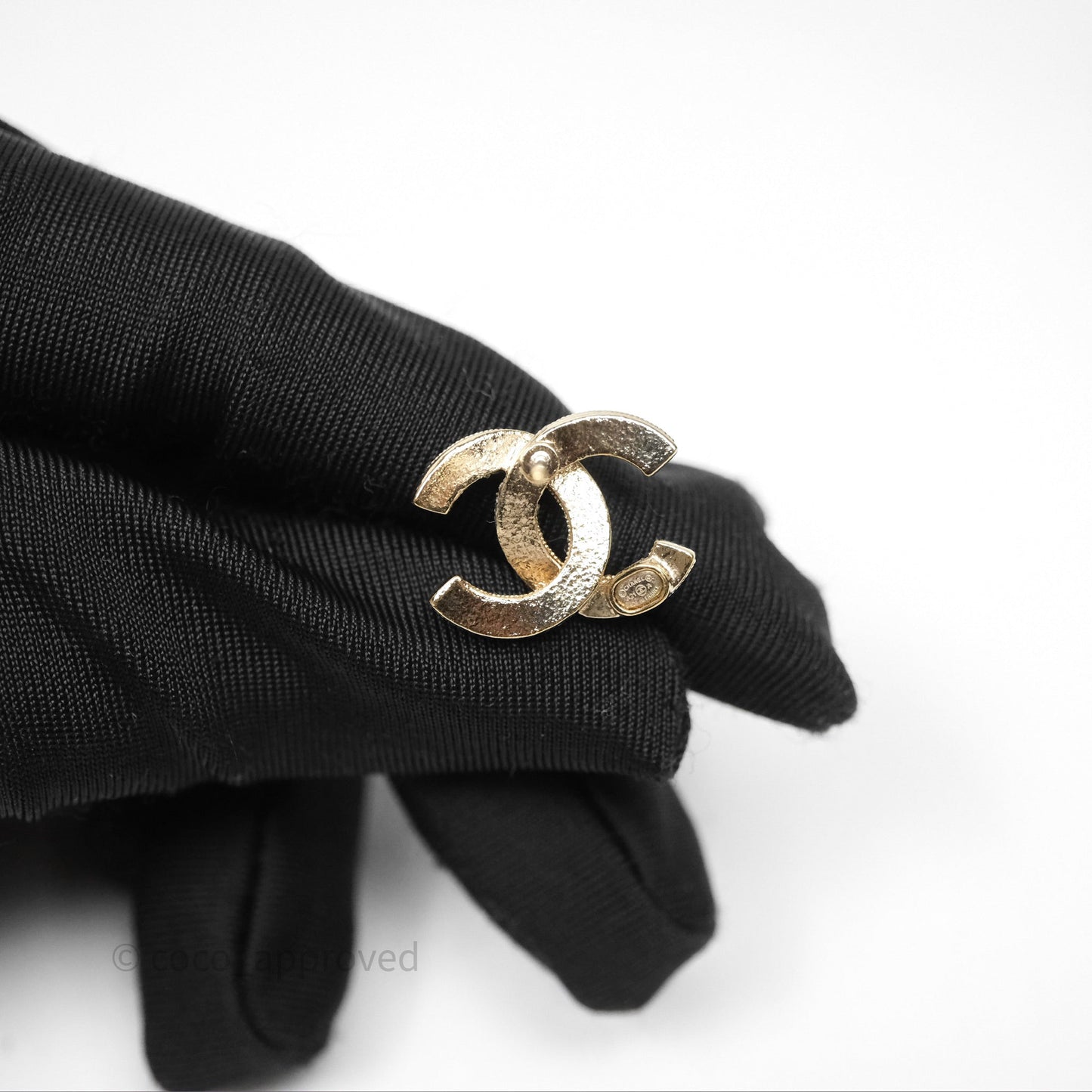 Chanel CC Crystals Pearl Earrings Gold Tone 21A