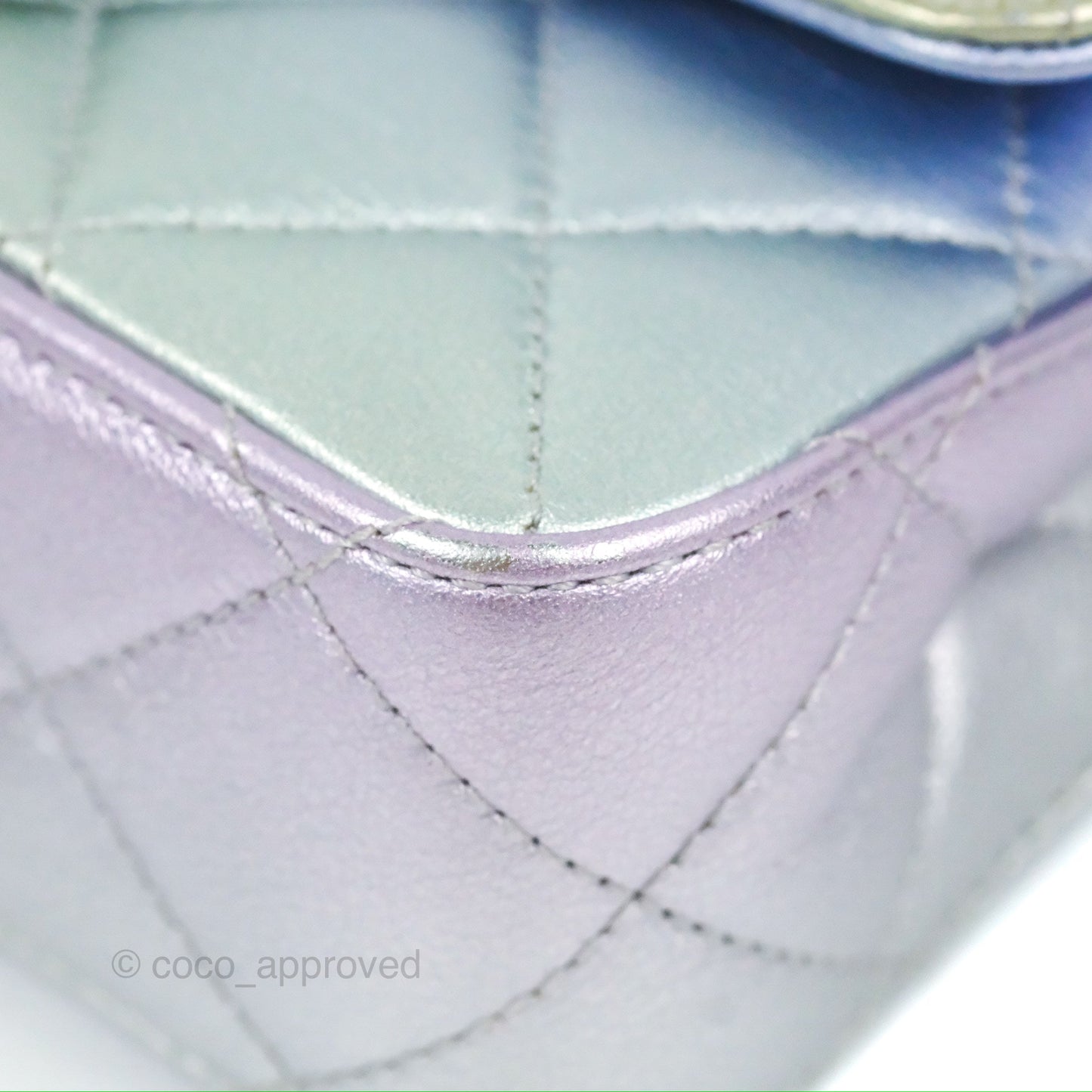 Chanel Wristlet Clutch Iridescent Rainbow Calfskin Leather 21K