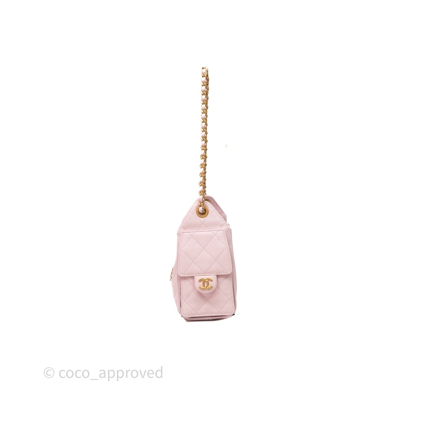Chanel 25 Mini Pink Caviar Aged Gold Hardware