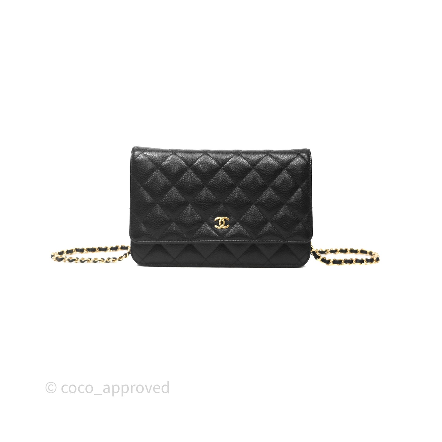 Chanel Quilted Wallet on Chain WOC Black Caviar Gold Hardware