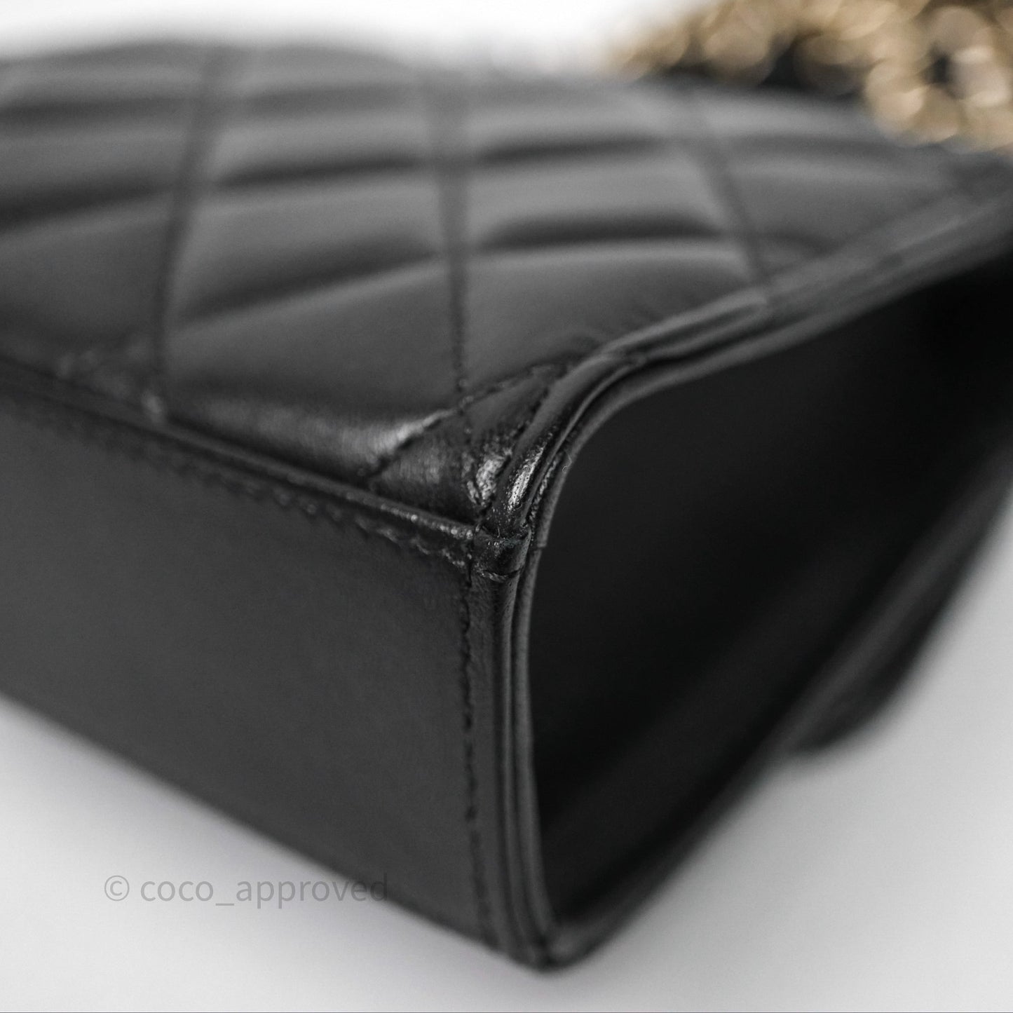 Chanel Mini Handle Clutch With Chain Black Lambskin Gold Hardware
