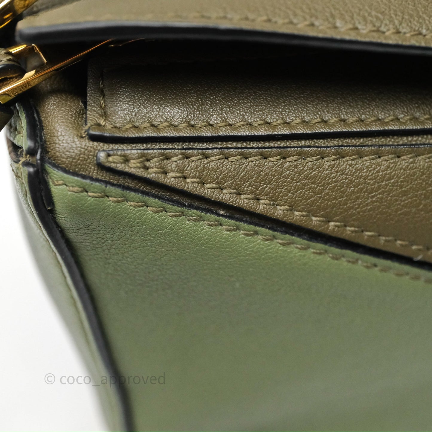 Loewe Mini Puzzle Bag Green Calfskin Gold Hardware