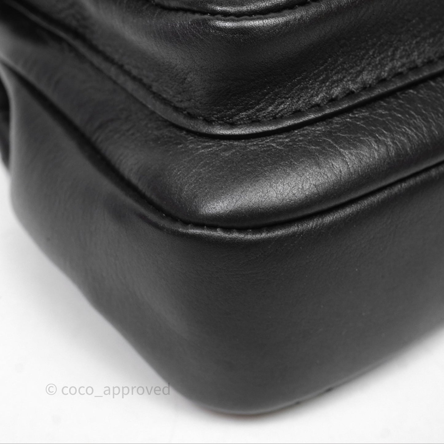Chanel Mini Flap Top Handle Black Calfskin Aged Gold Hardware