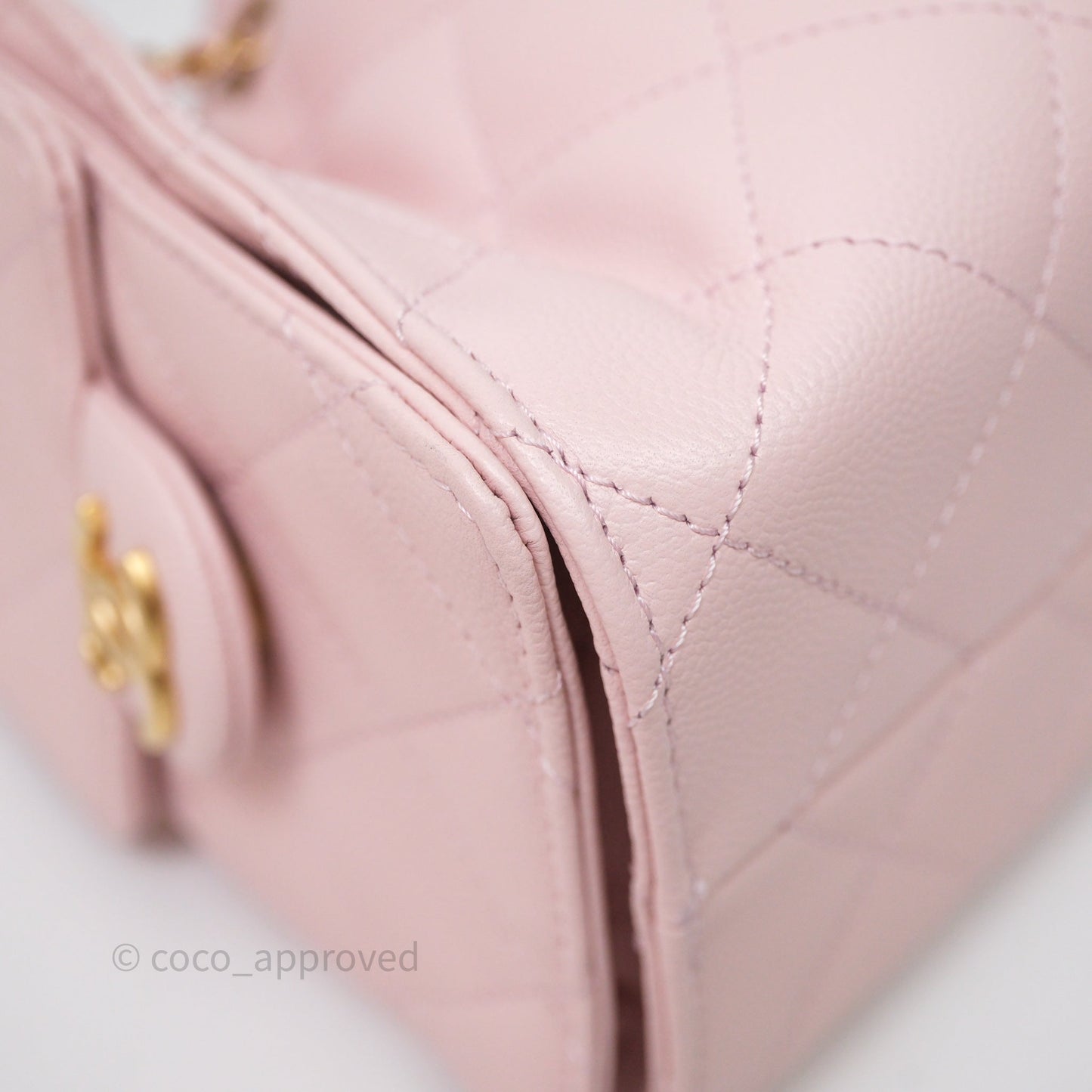 Chanel 25 Mini Pink Caviar Aged Gold Hardware