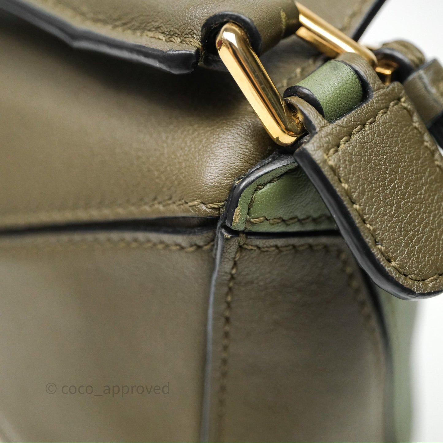 Loewe Mini Puzzle Bag Green Calfskin Gold Hardware
