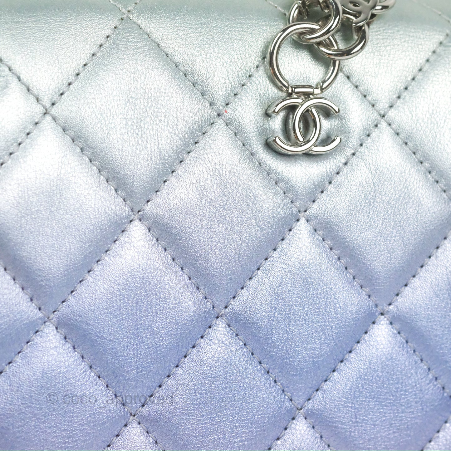 Chanel Wristlet Clutch Iridescent Rainbow Calfskin Leather 21K