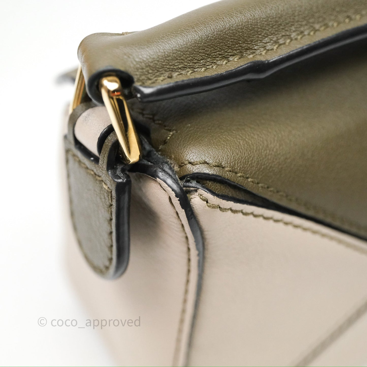 Loewe Mini Puzzle Bag Green Calfskin Gold Hardware