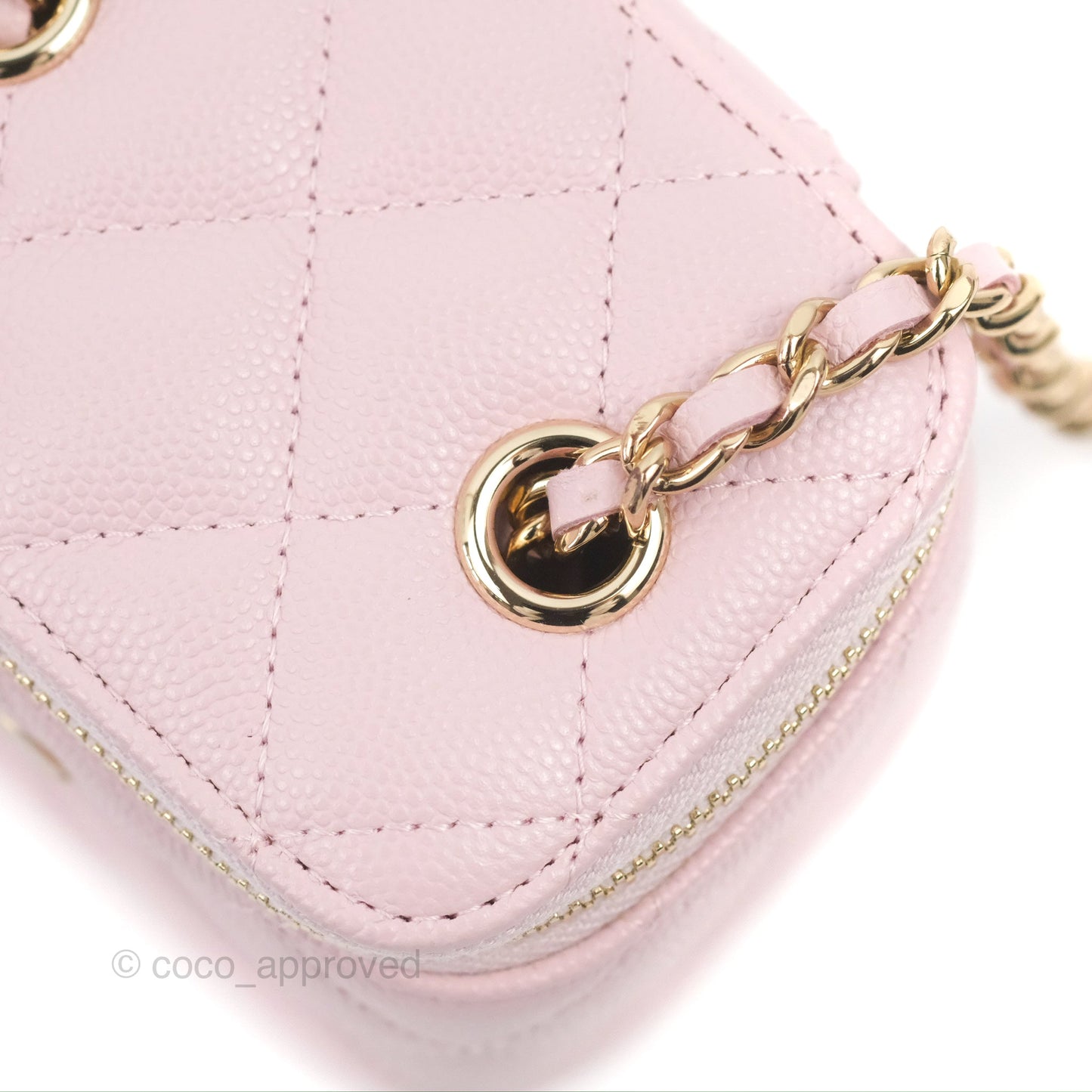 Chanel Mini Vanity With Chain Pink Caviar Gold Hardware