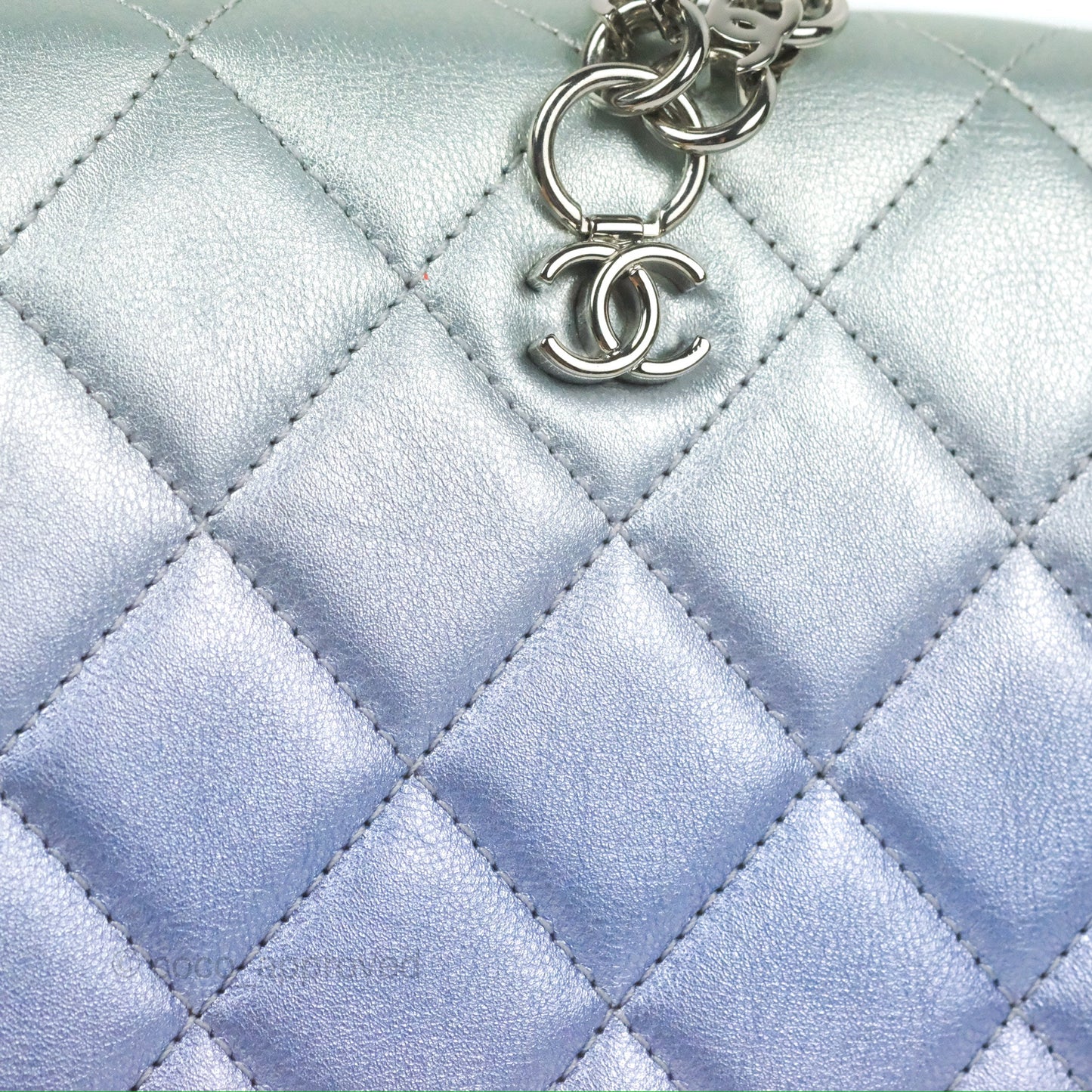 Chanel Wristlet Clutch Iridescent Rainbow Calfskin Leather 21K