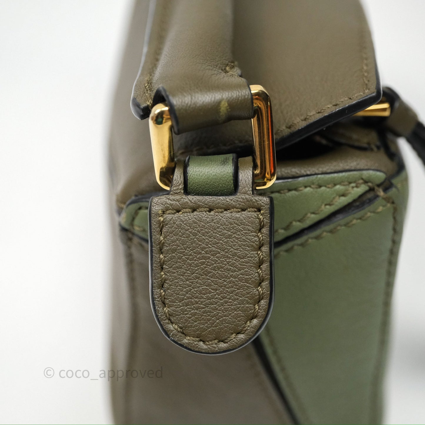 Loewe Mini Puzzle Bag Green Calfskin Gold Hardware
