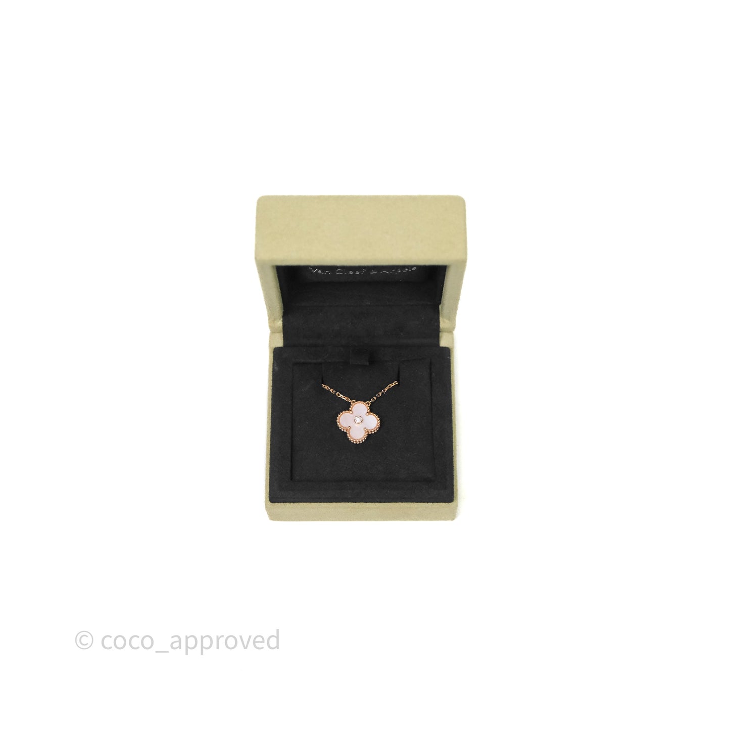 Van Cleef & Arpels Vintage Alhambra Holiday Pendant Pink Diamond Rose Gold