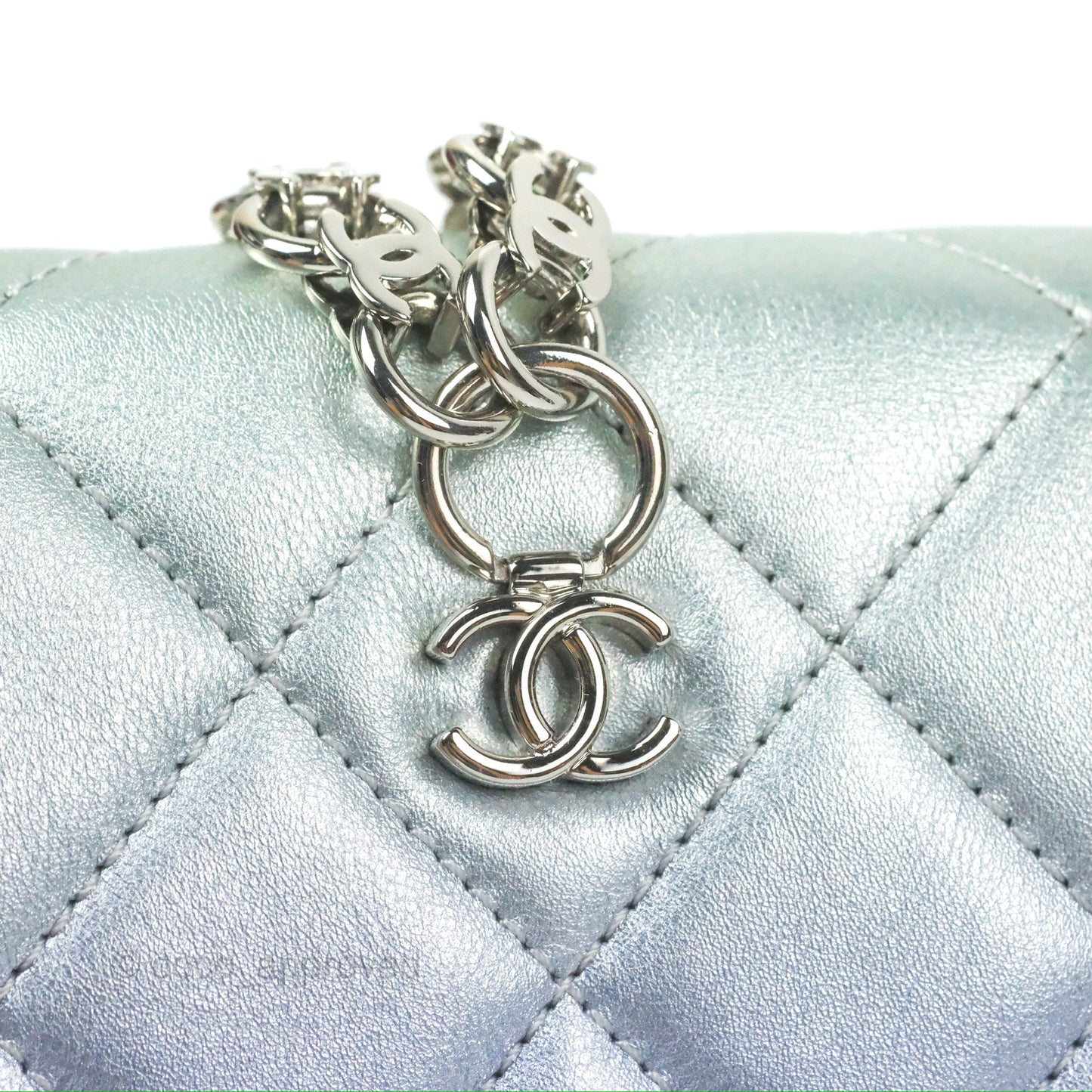 Chanel Wristlet Clutch Iridescent Rainbow Calfskin Leather 21K